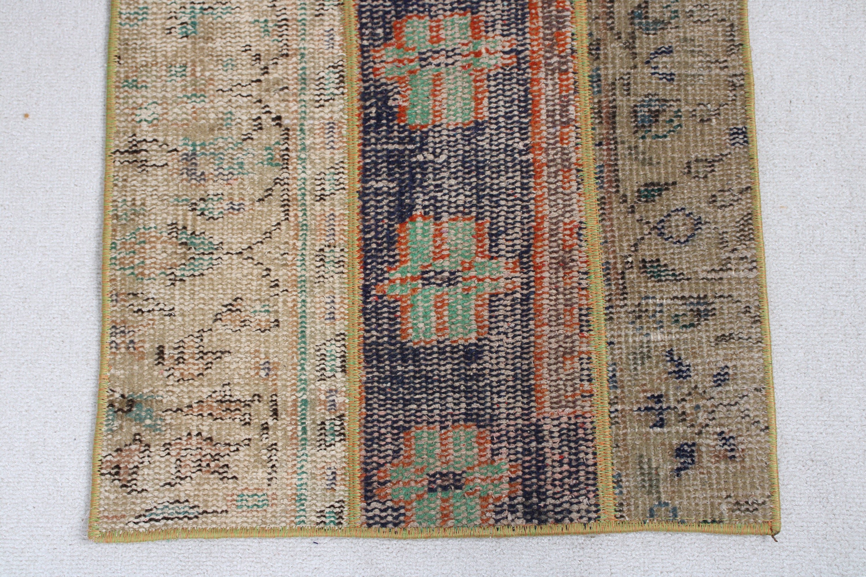 1.6x4.4 ft Küçük Halı, Yeşil Modern Halı, Vintage Halı, Türk Halıları, Küçük Boho Halıları, Modern Halılar, Küçük Vintage Halılar, Açıklama Halıları