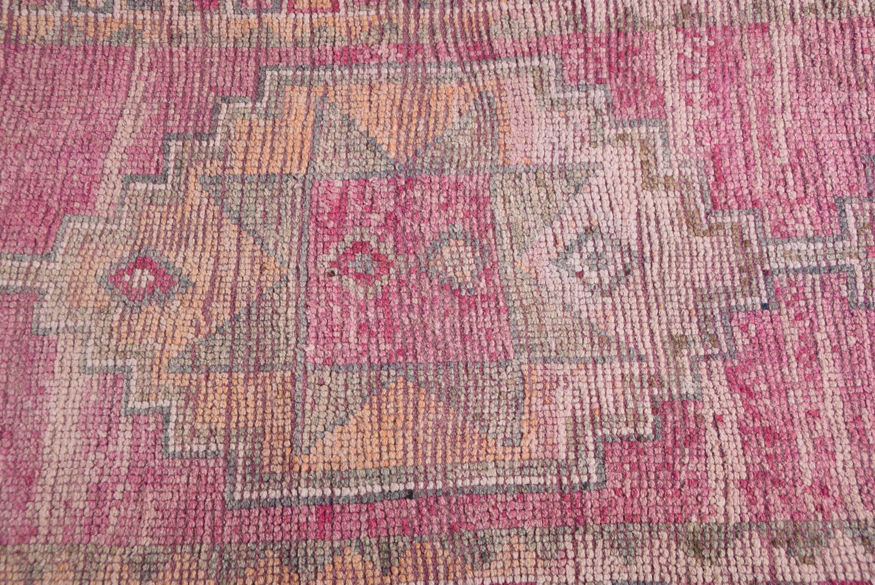 Wool Rug, Turkish Rug, Handwoven Rug, Vintage Rug, Rugs for Corridor, 2.7x10.3 ft Runner Rug, Pink Anatolian Rug, Kitchen Rug