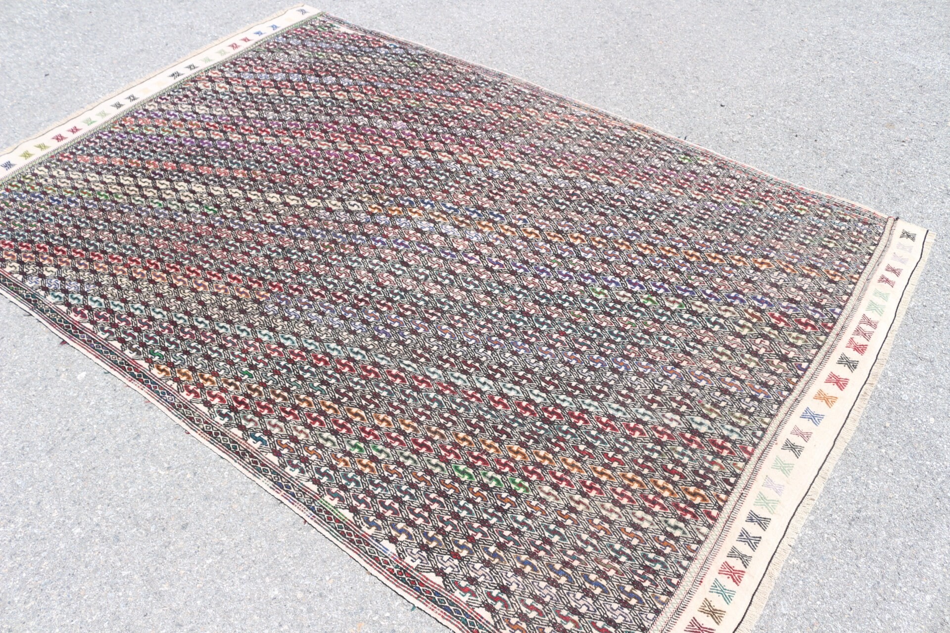 Kilim, Fas Halıları, 5.4x7.7 ft Büyük Halılar, Oryantal Halılar, Vintage Halılar, Türk Halısı, Yemek Odası Halıları, Yatak Odası Halısı, Siyah Oushak Halıları