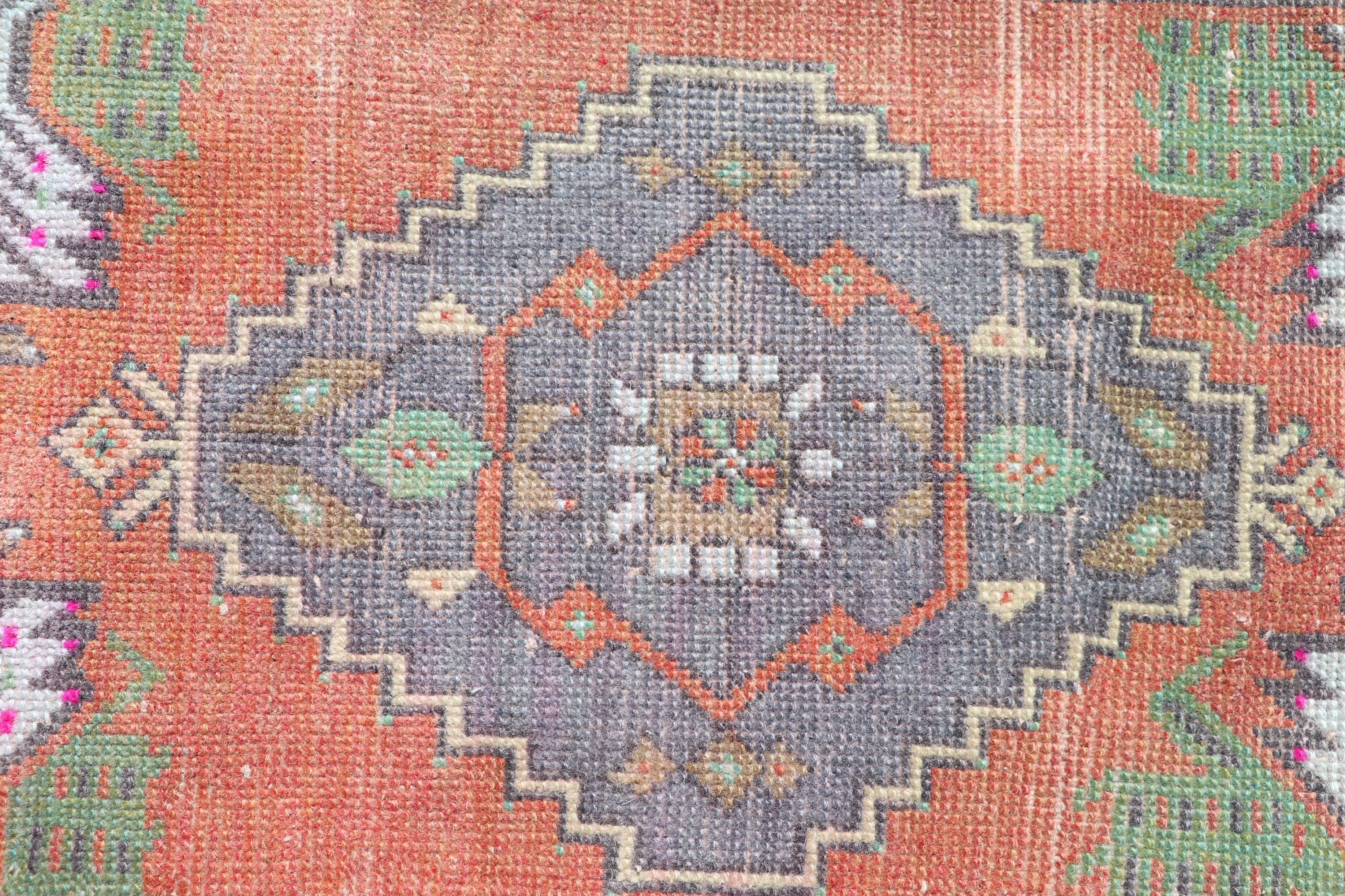 1.6x3.1 ft Küçük Halı, Küçük Vintage Halılar, Küçük Boho Halılar, Vintage Halılar, Turuncu Ev Dekorasyonu Halıları, Mutfak Halıları, Türk Halısı, Oryantal Halılar