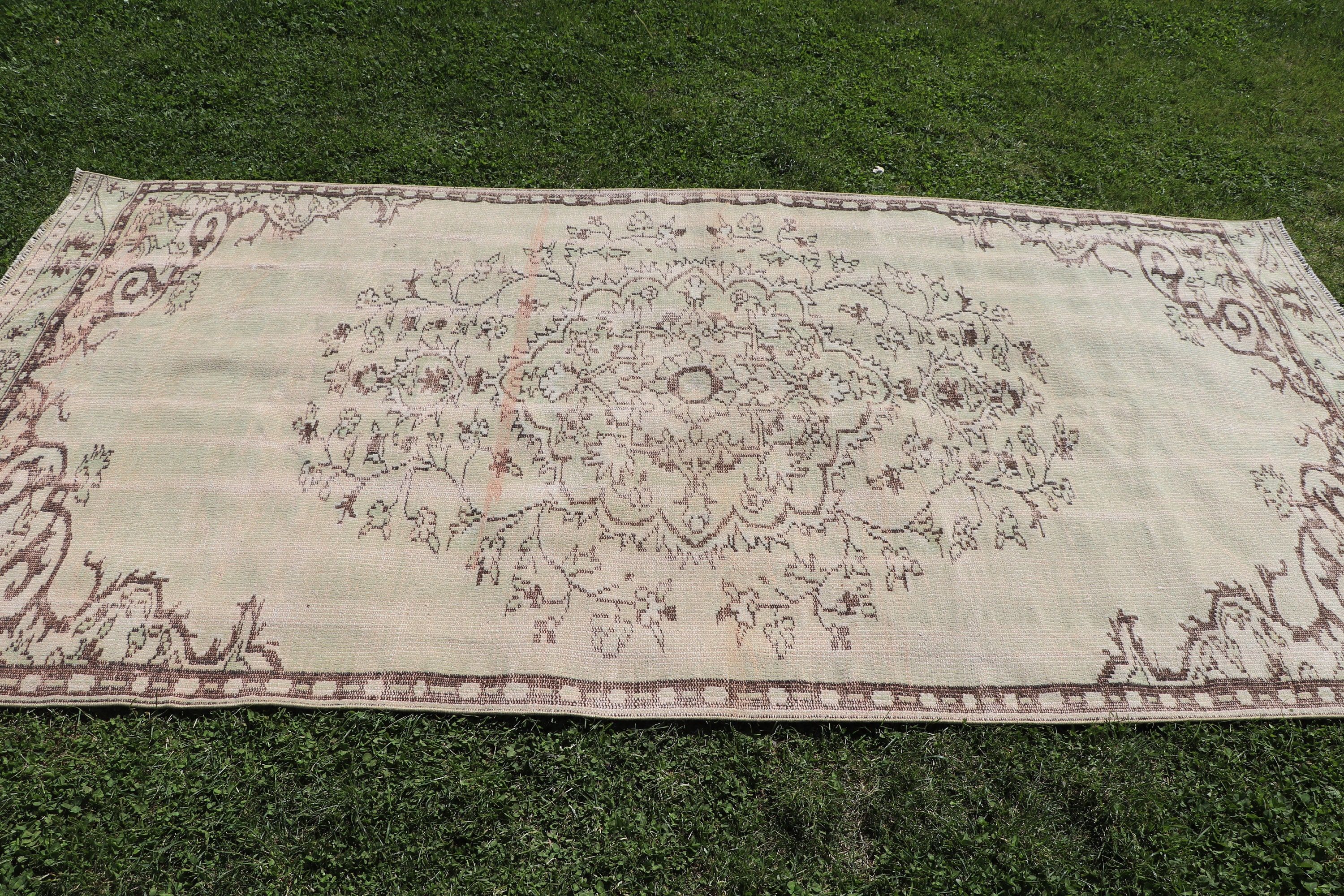 Yemek Odası Halıları, Geometrik Halılar, Vintage Halı, Nötr Halı, Yeşil Ev Dekorasyonu Halıları, 4.5x9.1 ft Büyük Halı, Türk Halısı, Oturma Odası Halısı