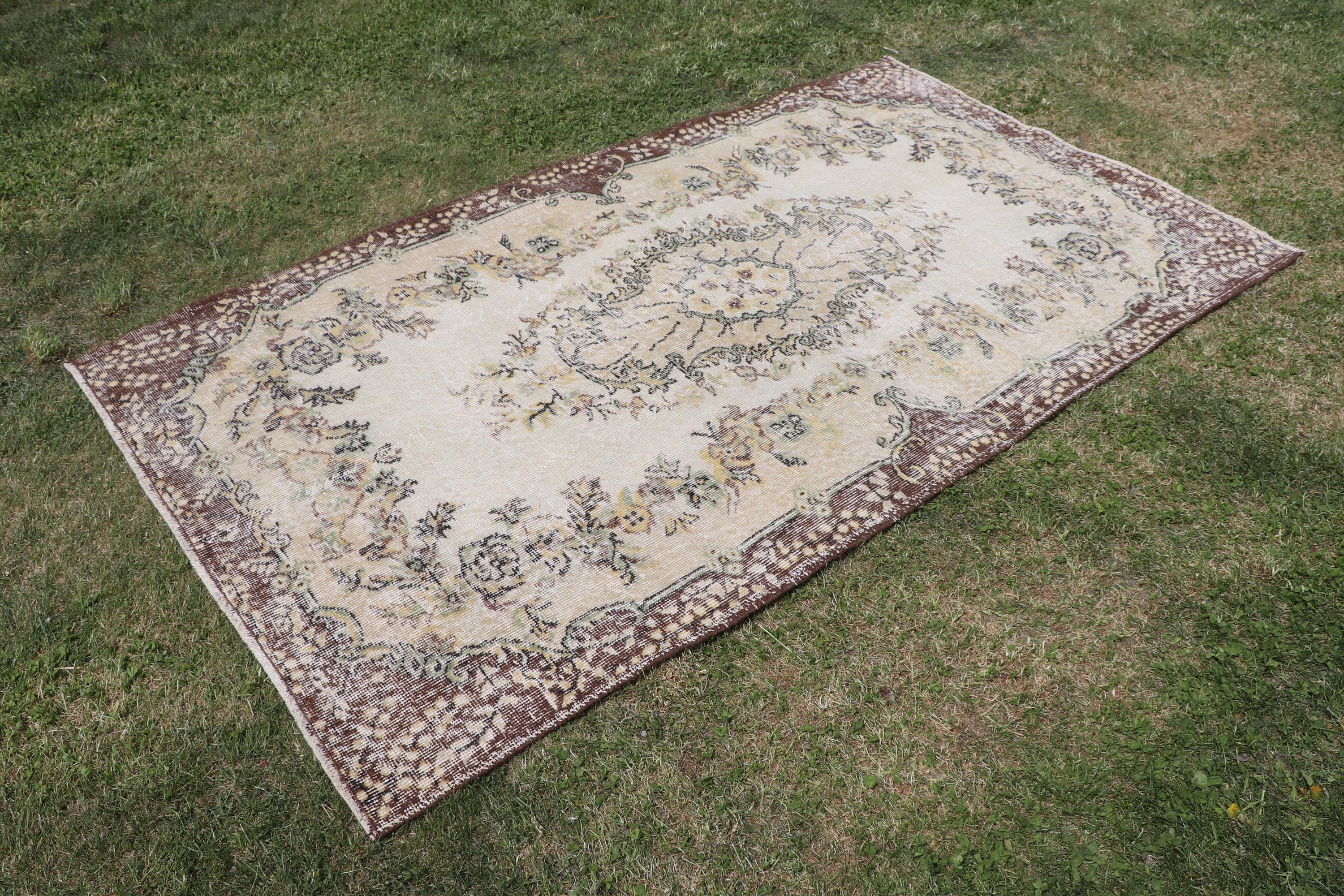 Flatweave Rug, Rugs for Floor, Nursery Rugs, Boho Rugs, Yellow Handwoven Rug, Turkish Rug, 3.9x6.9 ft Area Rugs, Vintage Rugs, Aztec Rugs