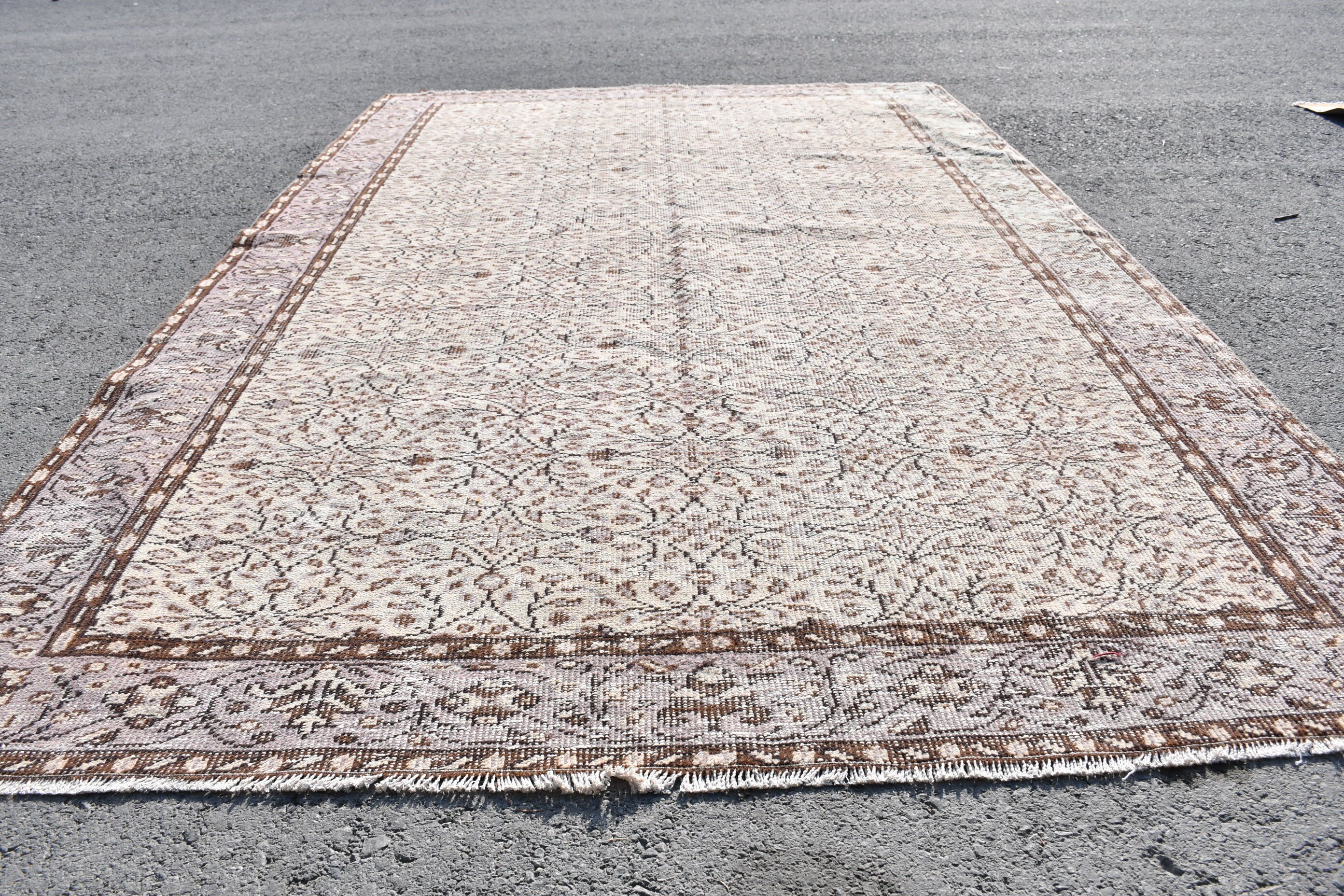 Bedroom Rug, Oushak Rug, Floor Rugs, Turkish Rug, 6.2x10 ft Large Rug, Vintage Rug, Dining Room Rug, Beige Oushak Rug, Large Wool Rug Rugs