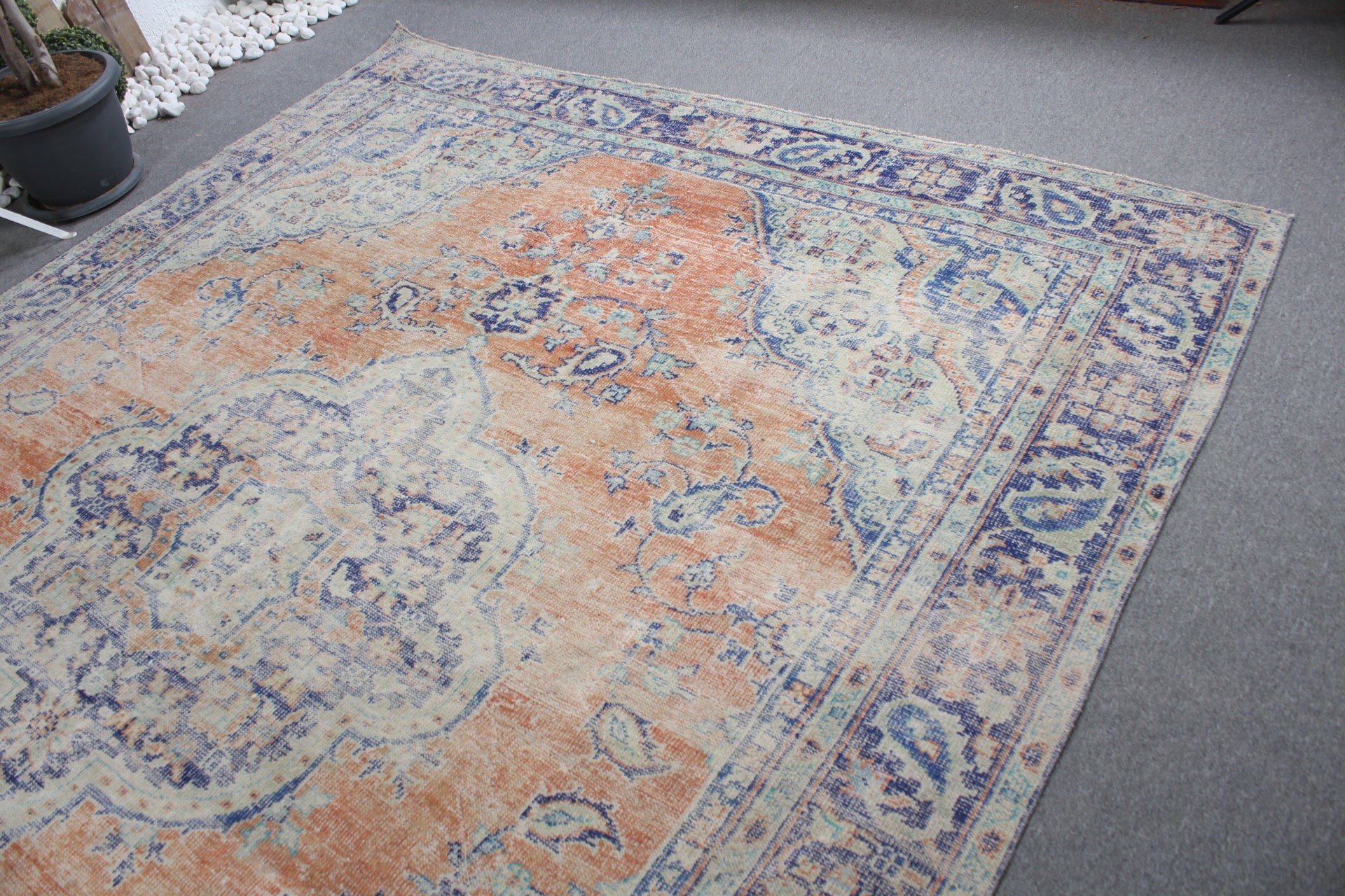 Old Rugs, Dining Room Rug, Vintage Rug, Oriental Rugs, 8.2x10.7 ft Oversize Rug, Turkish Rug, Orange Antique Rug, Salon Rug