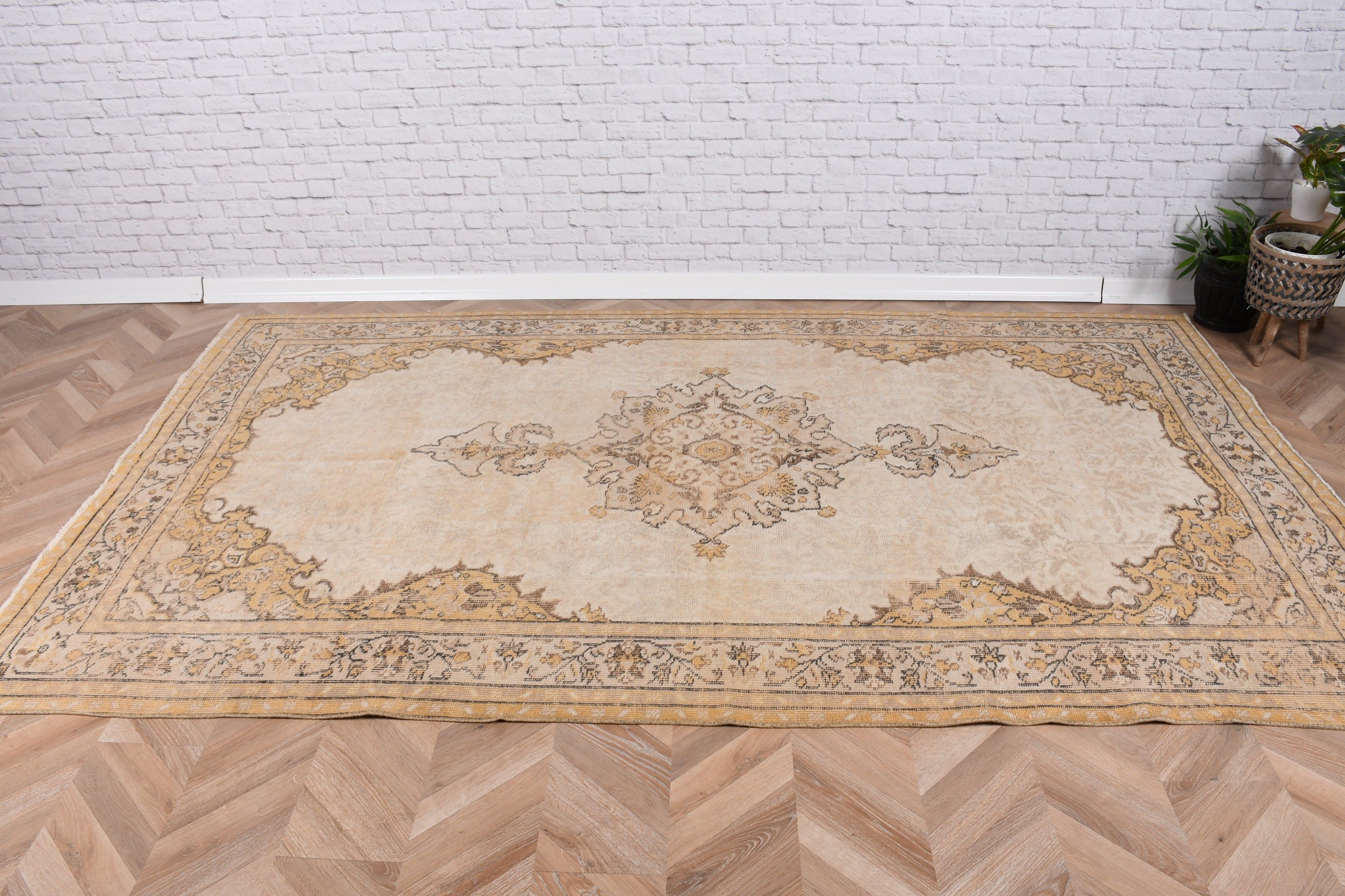 Büyük Boho Halıları, Türk Halıları, Yatak Odası Halısı, Etnik Halı, Salon Halısı, Sarı Mutfak Halısı, Lüks Halı, Vintage Halılar, 5,3x9 ft Büyük Halılar