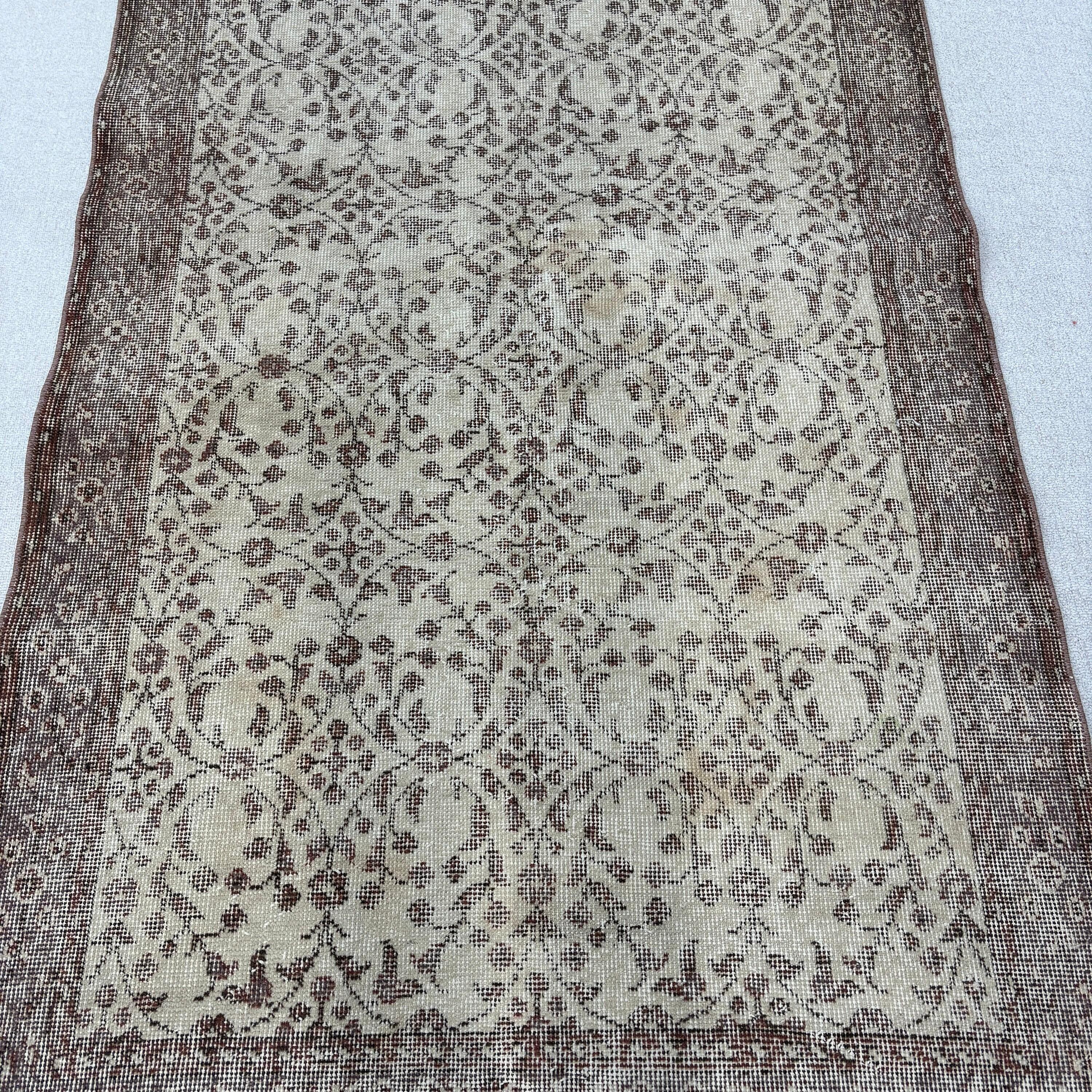 Bej Oryantal Halı, Çocuk Halısı, Vintage Halılar, Oryantal Halılar, Lüks Halı, Türk Halısı, 3,5x6,3 ft Vurgulu Halılar, Dekoratif Halı, Mutfak Halıları