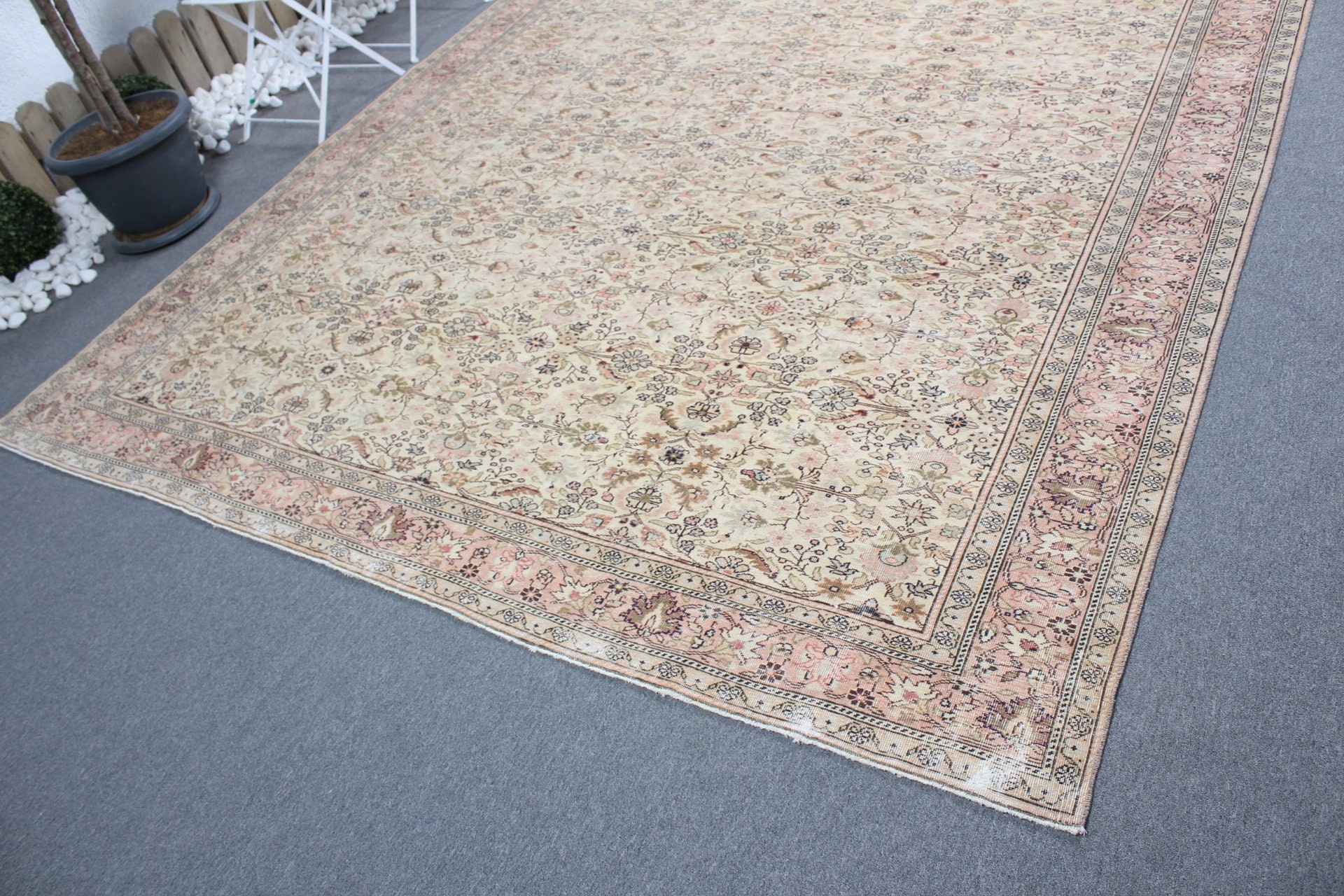 Beige Oriental Rug, Handmade Rug, Cool Rugs, 8x11 ft Oversize Rug, Vintage Rug, Saloon Rug, Oriental Rug, Dining Room Rugs, Turkish Rug