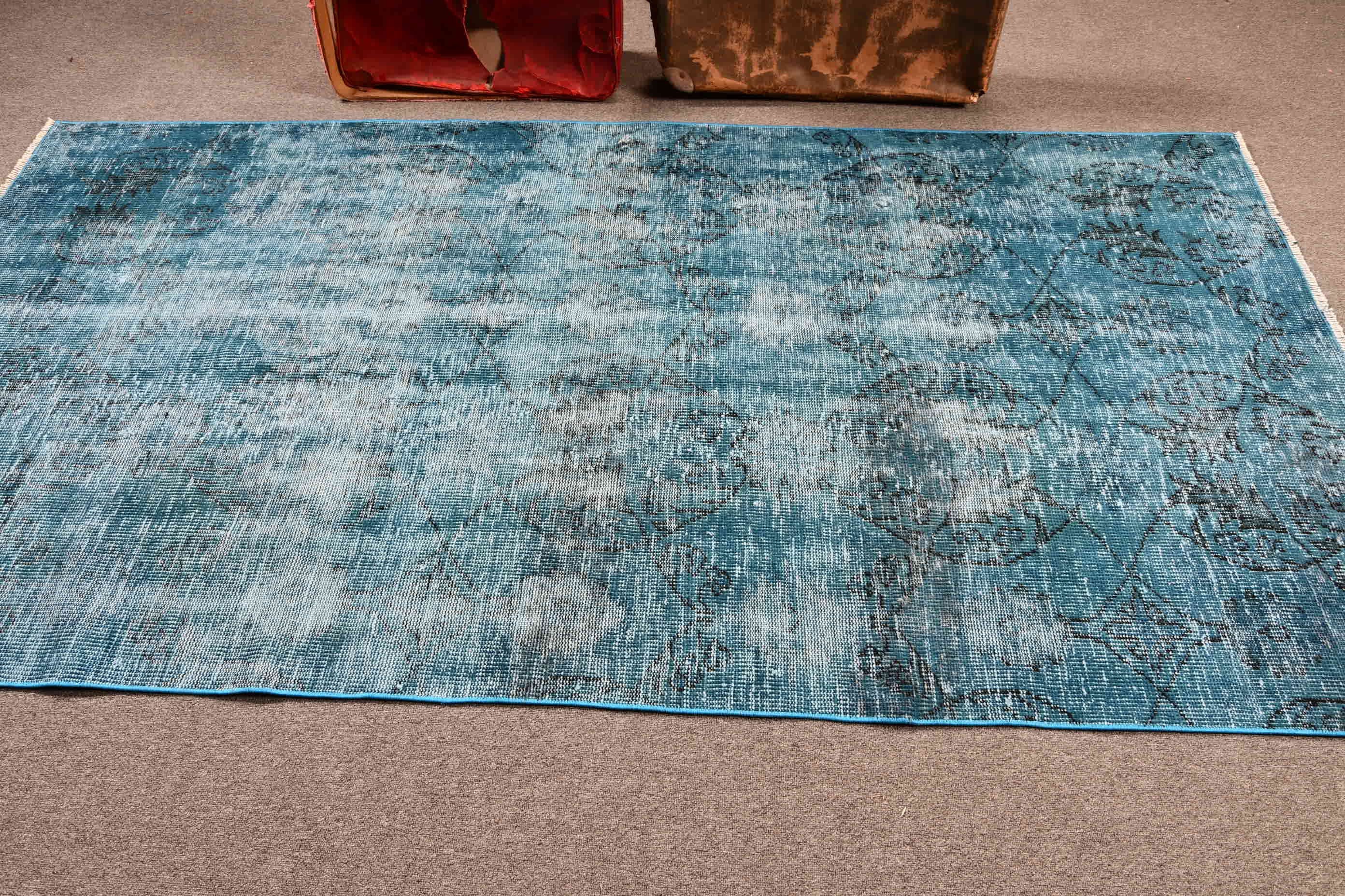 Rugs for Kitchen, Vintage Rugs, 4.5x5.1 ft Accent Rugs, Vintage Accent Rug Rugs, Turkish Rug, Bedroom Rug, Moroccan Rug, Blue Kitchen Rugs