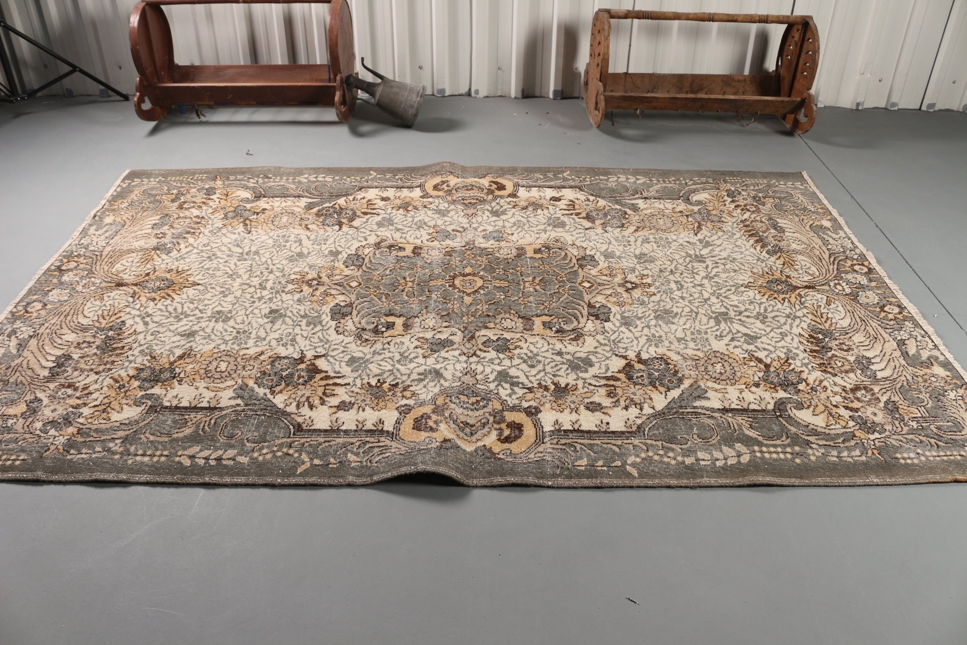 5.9x9.2 ft Large Rug, Salon Rug, Living Room Rugs, Aesthetic Rug, Floor Rugs, Gray Anatolian Rug, Vintage Rug, Turkish Rug