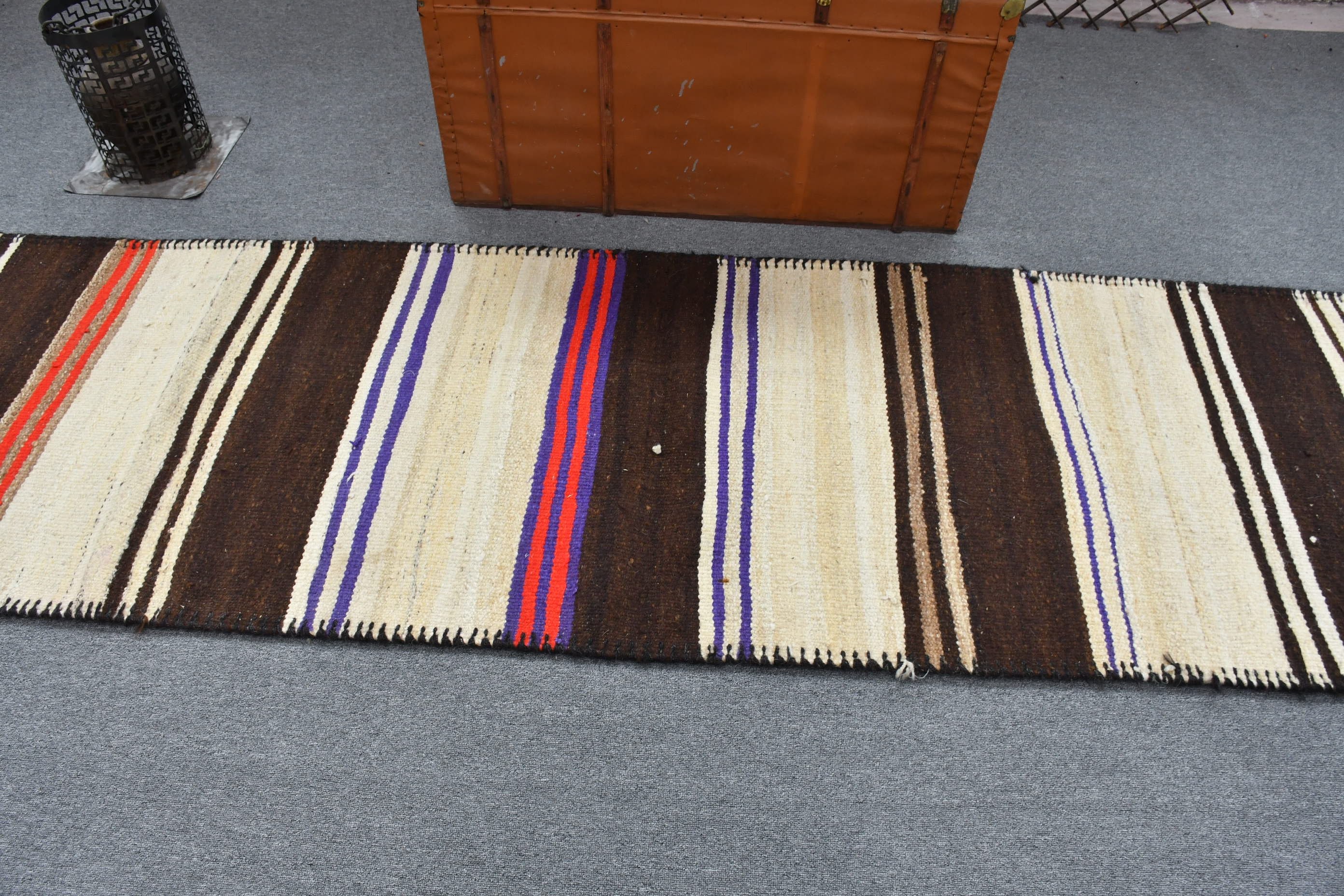 Wool Rugs, Vintage Rugs, Kitchen Rug, Ethnic Rug, Turkish Rugs, Rugs for Corridor, Colorful Rugs, Hallway Rug, 2.7x10.2 ft Runner Rug