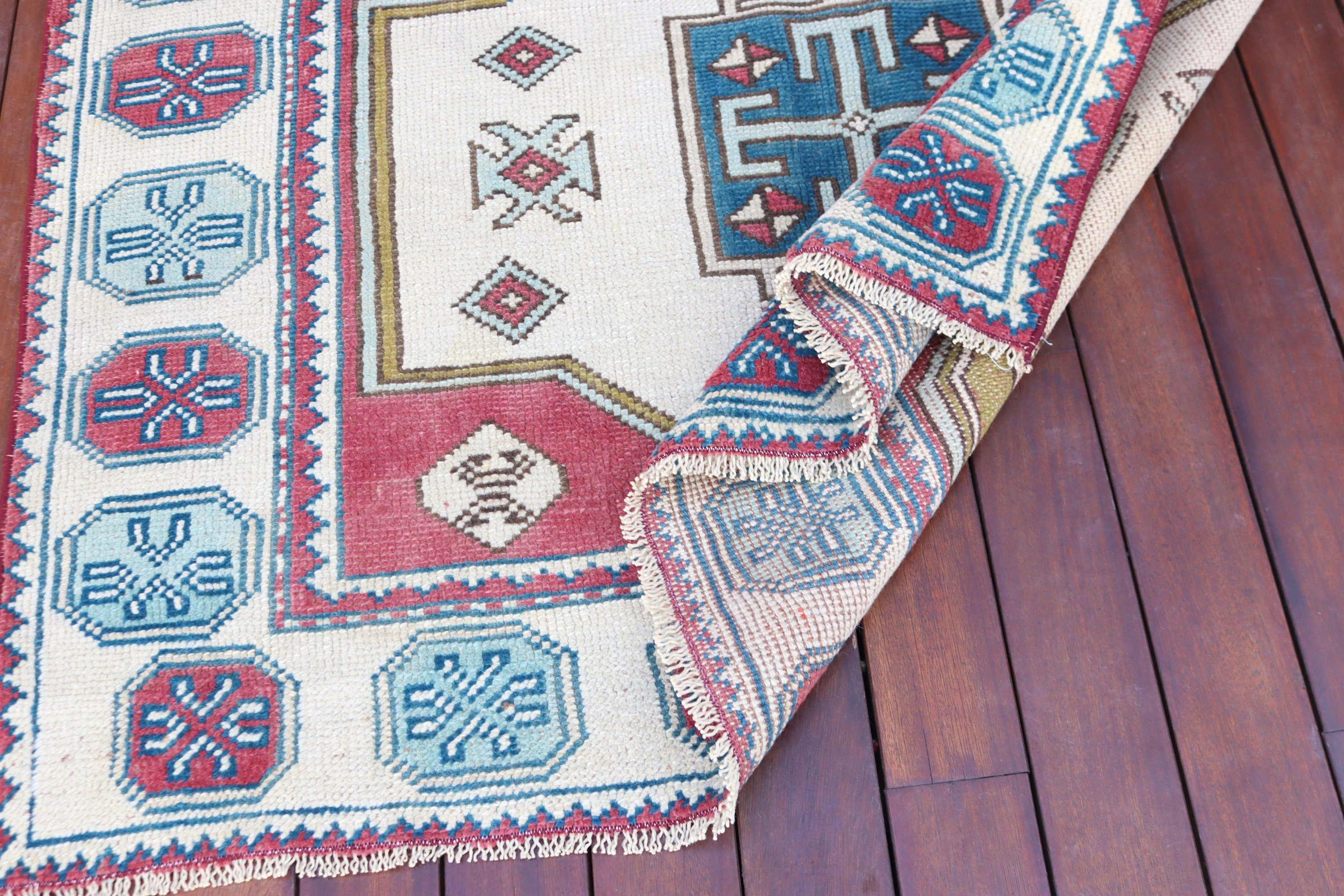 Düz Dokuma Halı, Vintage Halılar, Türk Halısı, Oushak Alan Halısı, Vintage Alan Halıları, Boho Halıları, Bej Soğuk Halı, 4.3x5.7 ft Alan Halısı, Geometrik Halı