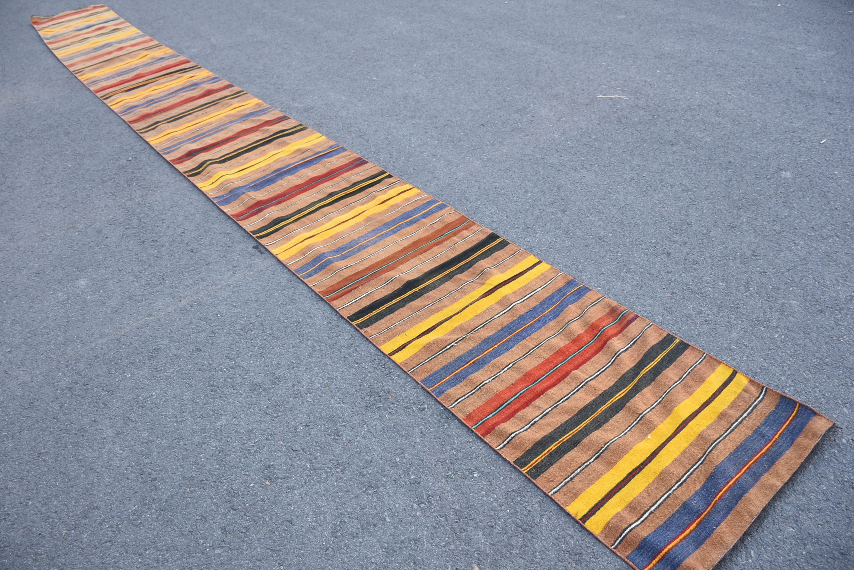 2.1x22.3 ft Runner Rug, Yellow Oriental Rug, Kitchen Rug, Kilim, Corridor Rug, Boho Rug, Turkish Rug, Oriental Rug, Vintage Rugs, Wool Rugs