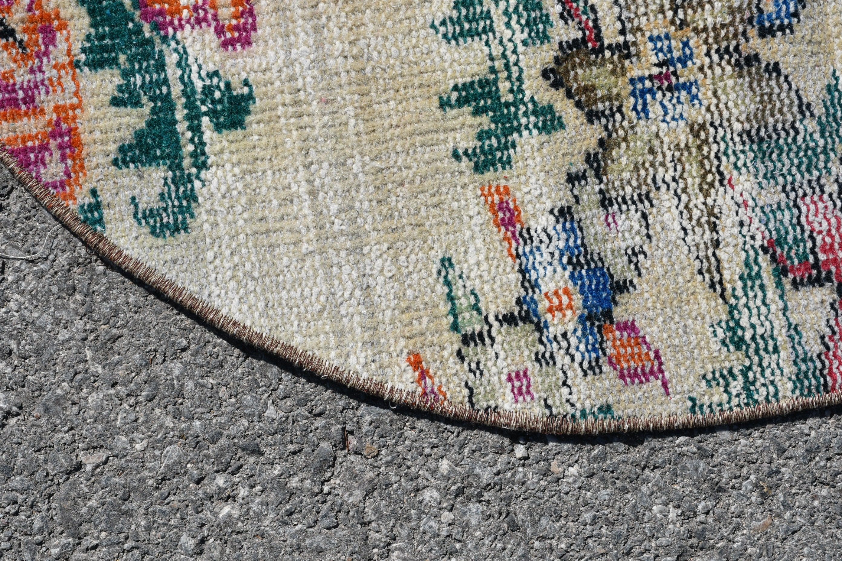 Home Decor Rugs, 2.8x2.8 ft Small Rugs, Car Mat Rugs, Bright Rug, Oushak Rug, Vintage Rugs, Turkish Rug, Rugs for Bedroom, Bedroom Rugs