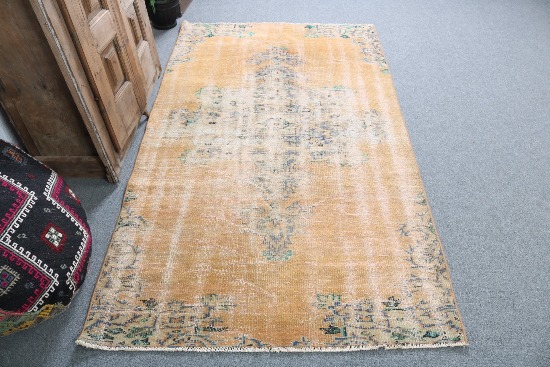 Yatak Odası Halıları, Vintage Halı, Yer Halısı, Türkiye Halıları, Türk Halıları, 3,9x6,9 ft Alan Halıları, Yemek Odası Halıları, Kahverengi Fas Halıları