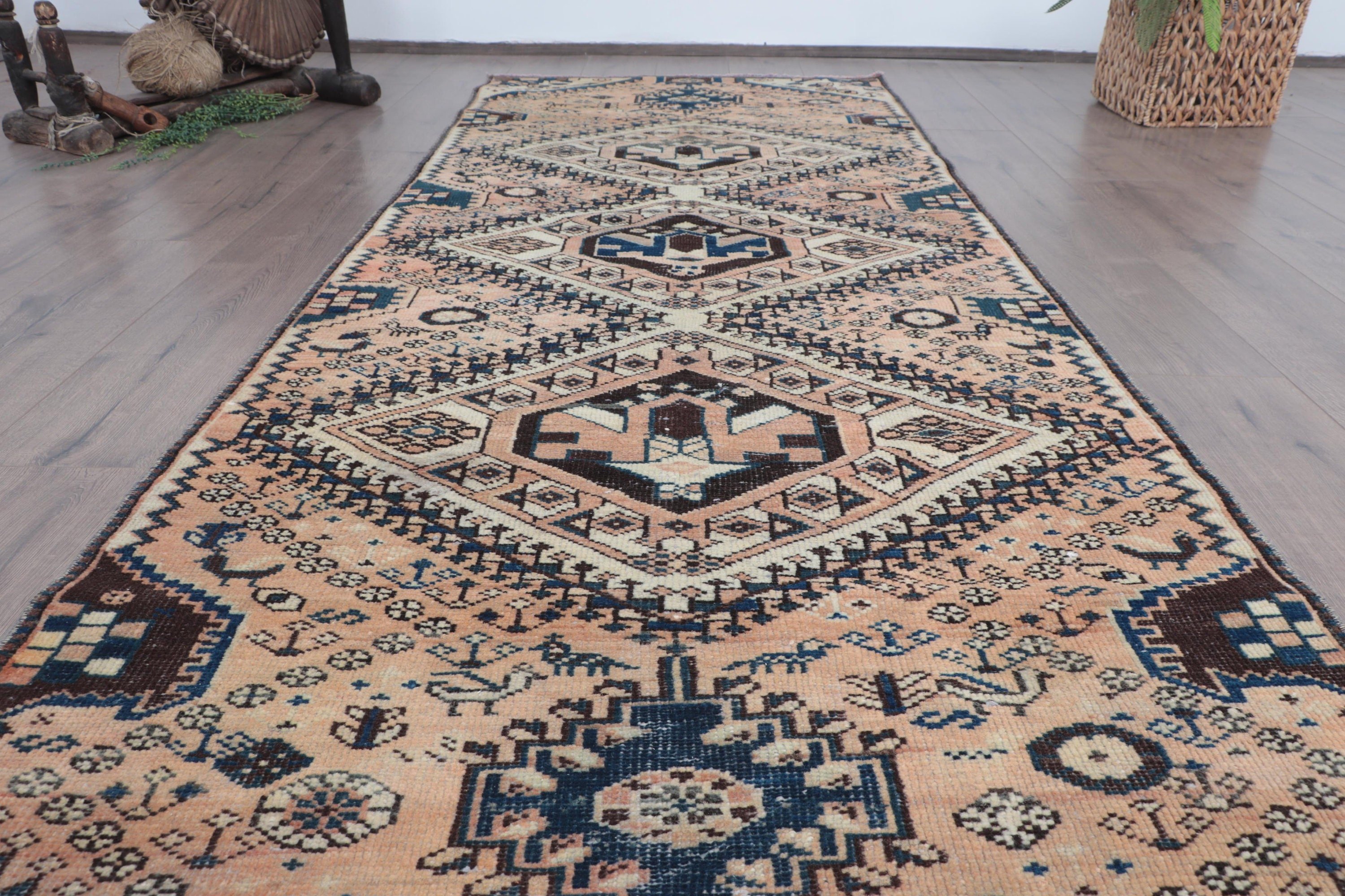 3.2x8.6 ft Runner Halı, Koridor Halısı, Kahverengi Ev Dekorasyonu Halısı, Boho Halıları, Beni Ourain Runner Halıları, Türk Halıları, Lüks Halılar, Vintage Halı