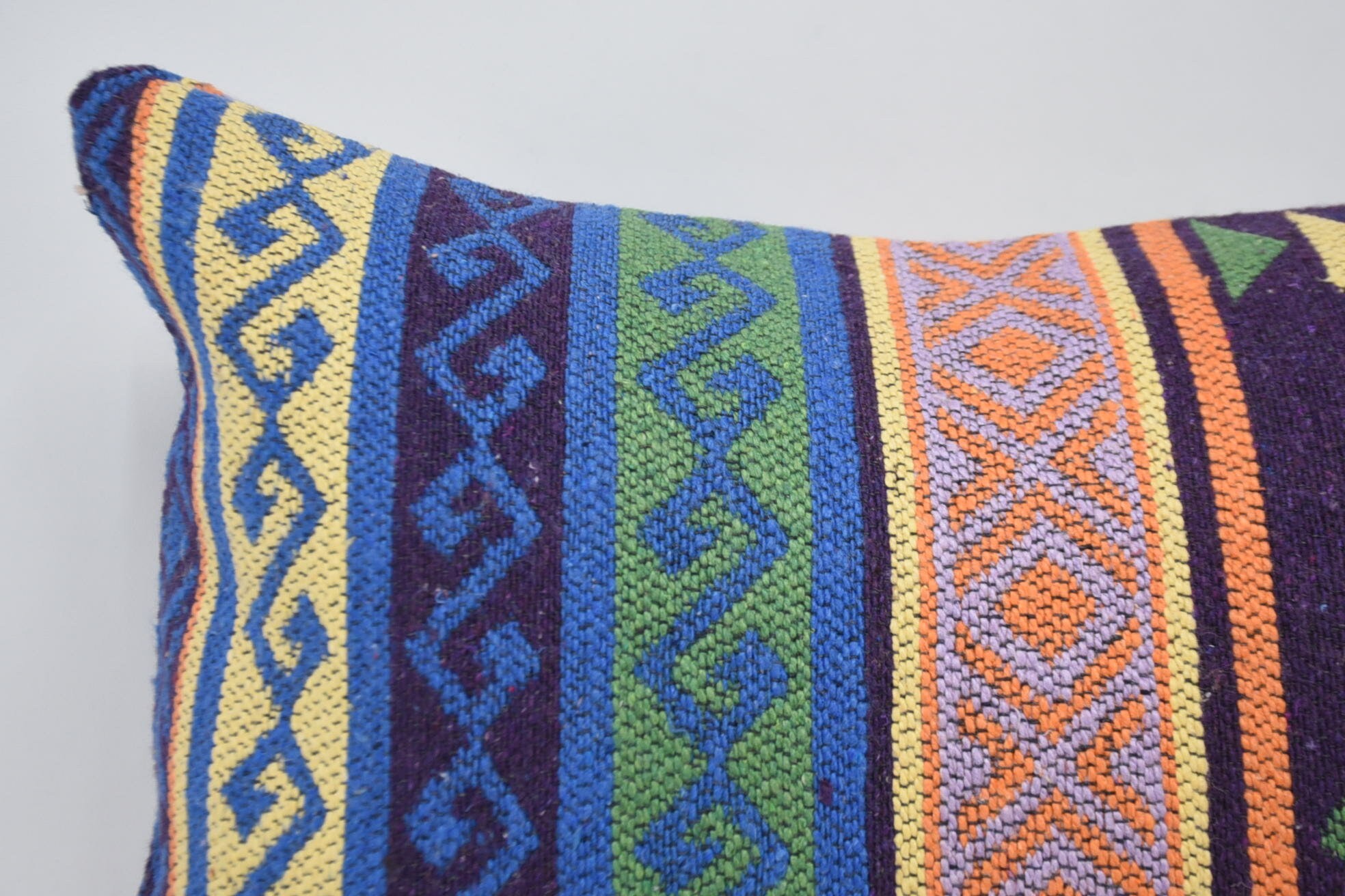 16"x24" Blue Cushion Case, Outdoor Cushion, Throw Kilim Pillow, Wholesale Pillow Case, Boho Pillow, Home Decor Pillow