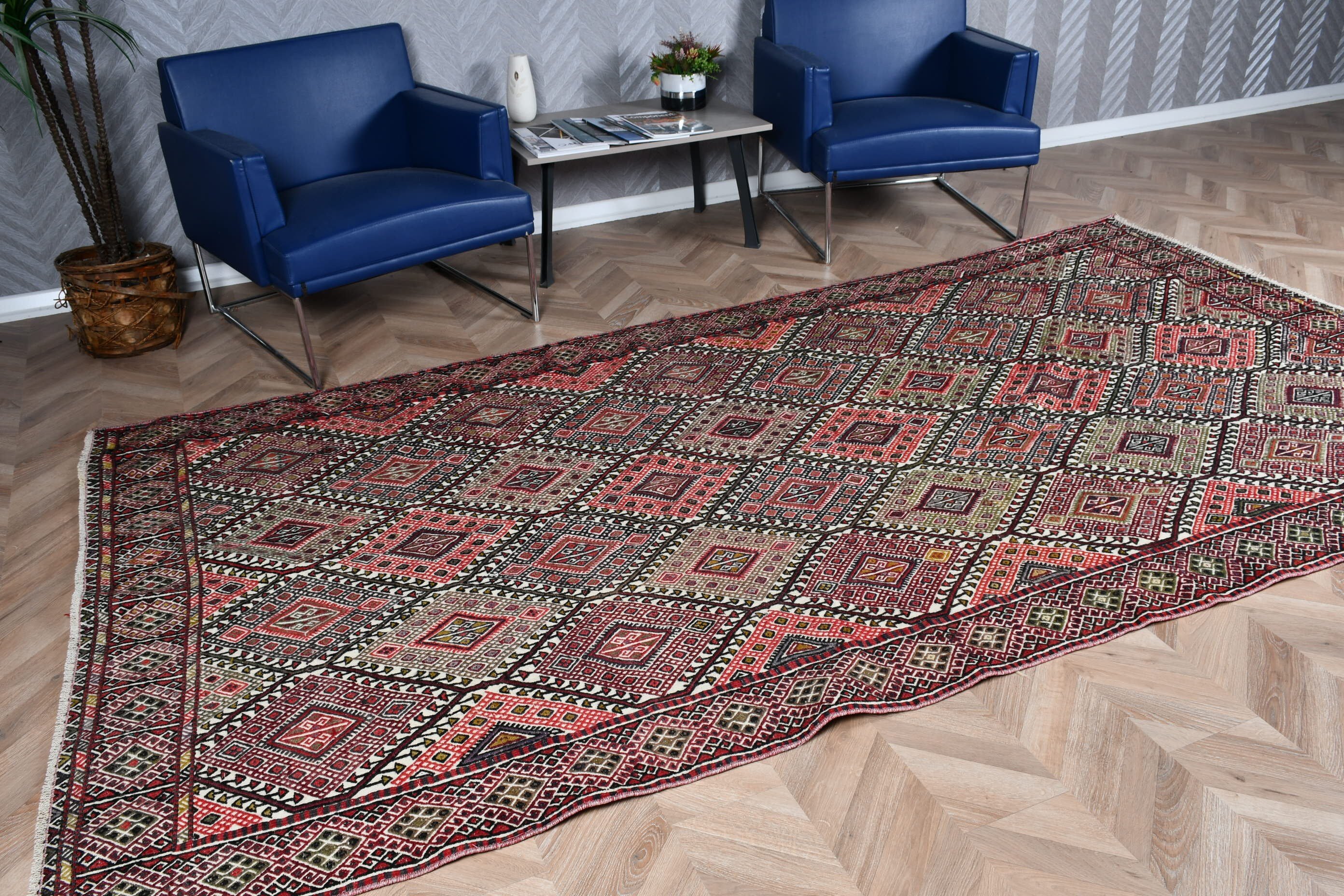 Oturma Odası Halısı, Vintage Halı, Türk Halısı, Salon Halısı, Fas Halısı, Bej Yatak Odası Halısı, Kilim, 5.2x10.7 ft Büyük Halılar