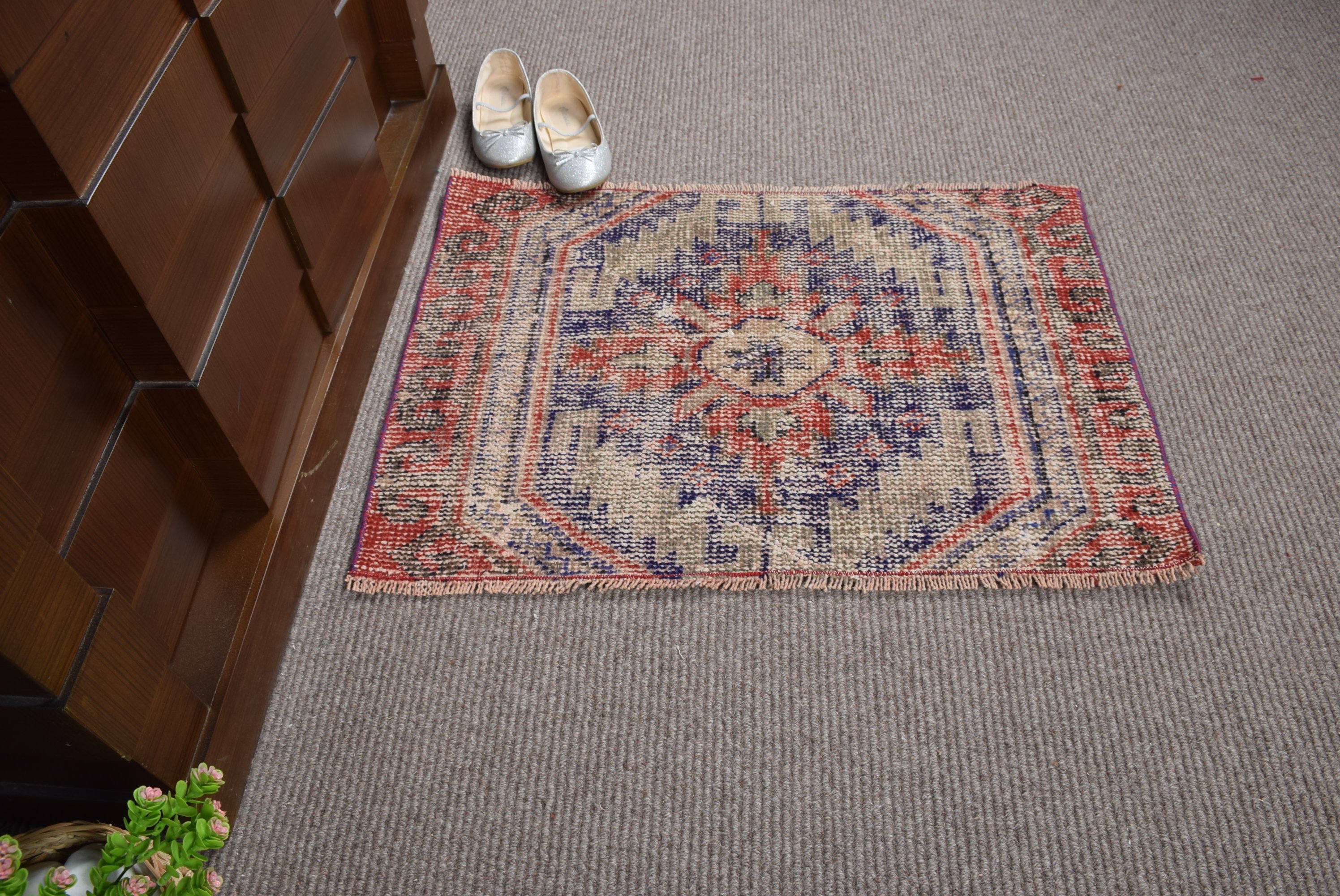 Floor Rug, Car Mat Rug, 1.8x2.6 ft Small Rug, Outdoor Rug, Vintage Rug, Turkish Rug, Wall Hanging Rug, Blue Kitchen Rugs, Oushak Rugs