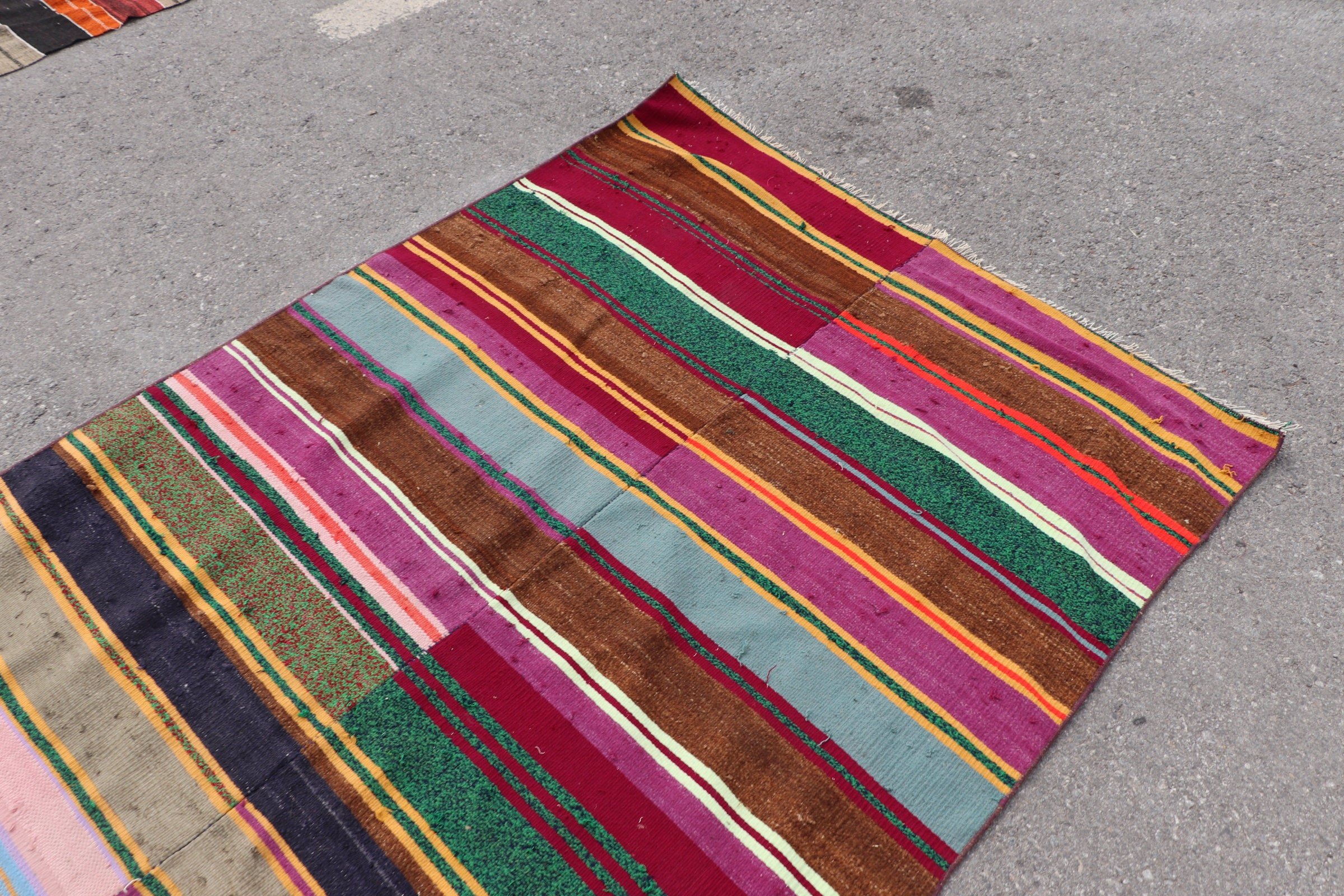 Türk Halıları, Anadolu Halısı, Yatak Odası Halısı, İç Mekan Halısı, Vintage Halı, 4.3x8.8 ft Alan Halısı, Ev Dekor Halısı, Kilim, Mor Fas Halıları