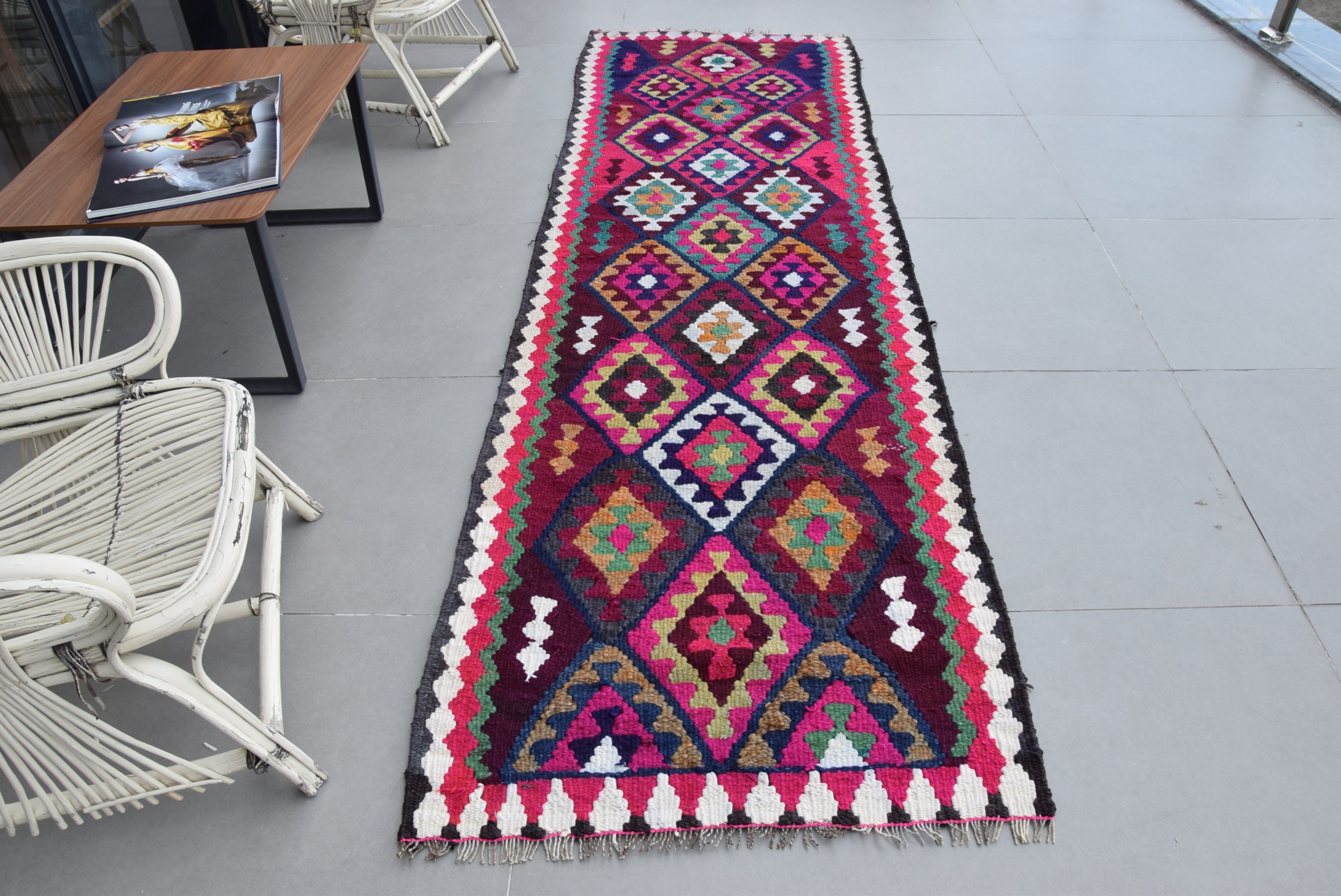 Kilim, Türk Halısı, 2.8x9.3 ft Runner Halıları, Pembe Anadolu Halısı, Koridor Halıları, Vintage Halı, Merdiven Halısı, Yer Halıları, Sanat Halısı, Fas Halısı