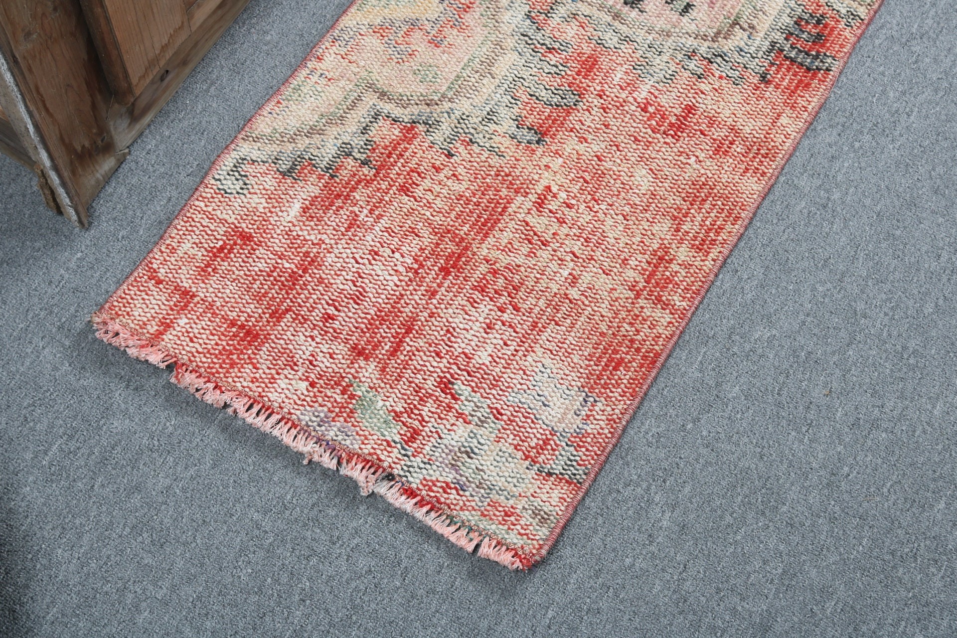 Vintage Rugs, Wall Hanging Rug, Exotic Rugs, Home Decor Rug, 1.4x2.8 ft Small Rugs, Red Floor Rugs, Bedroom Rugs, Turkish Rug, Wool Rug