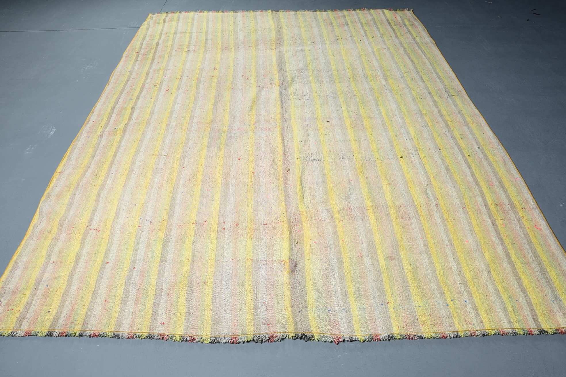 Vintage Halılar, Eski Halı, Yatak Odası Halısı, Sarı Yatak Odası Halısı, Türk Halıları, Kilim, Oturma Odası Halıları, 6.8x8.7 ft Büyük Halı, Salon Halıları, Yer Halısı