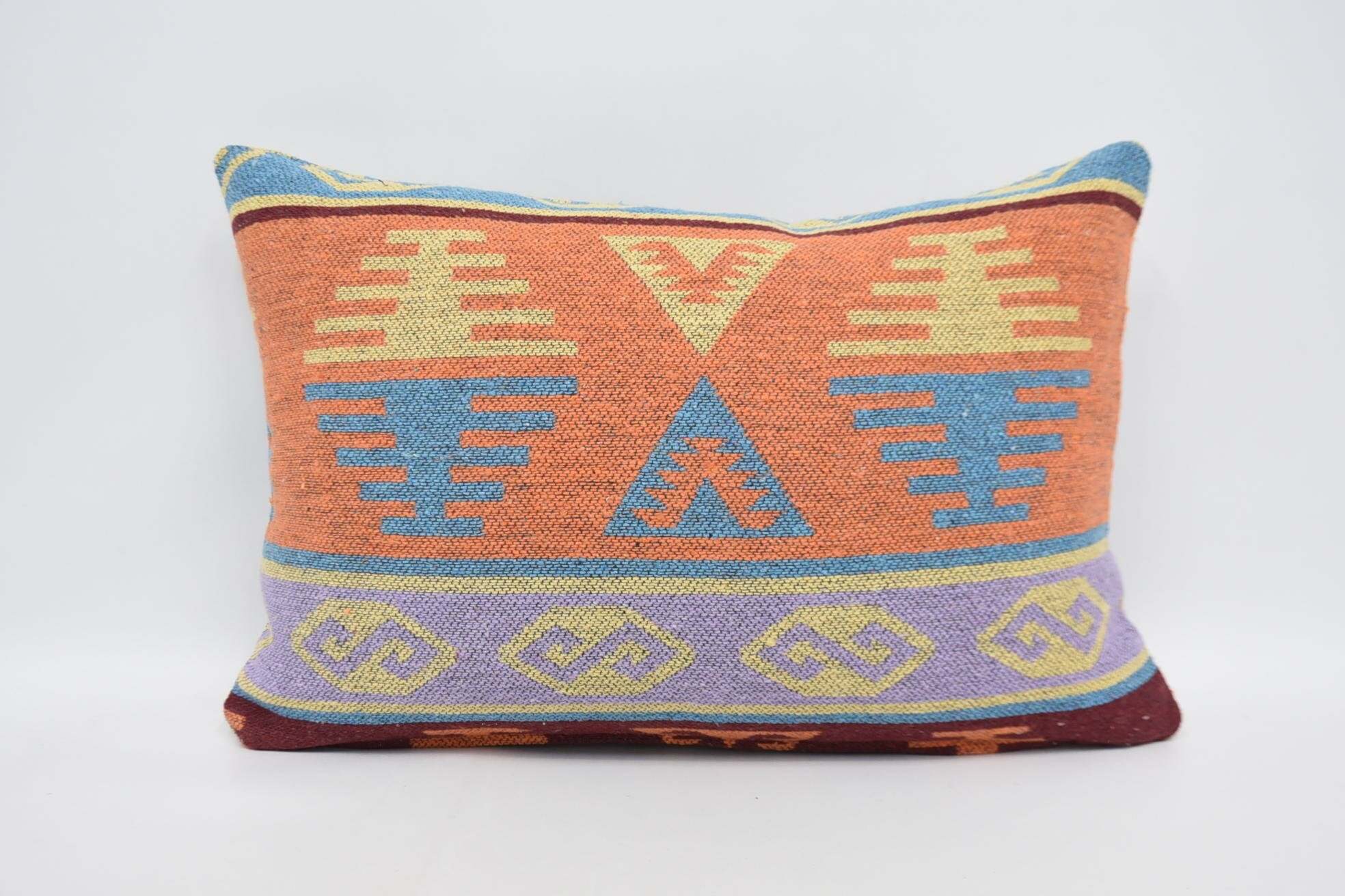 Antique Pillows, Pillow for Sofa, Art Deco Cushion, 16"x24" Orange Pillow, Boho Throw Cushion Cover, Interior Designer Pillow