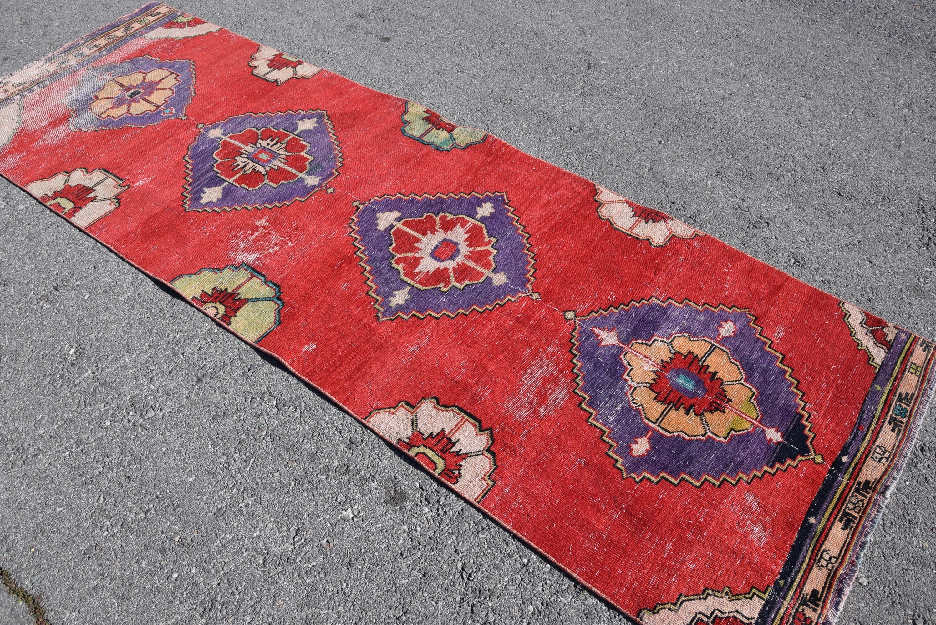 Old Rug, Rugs for Hallway, Turkish Rug, Vintage Rugs, Oriental Rug, Stair Rugs, Red Kitchen Rugs, Home Decor Rug, 3.2x9.7 ft Runner Rugs