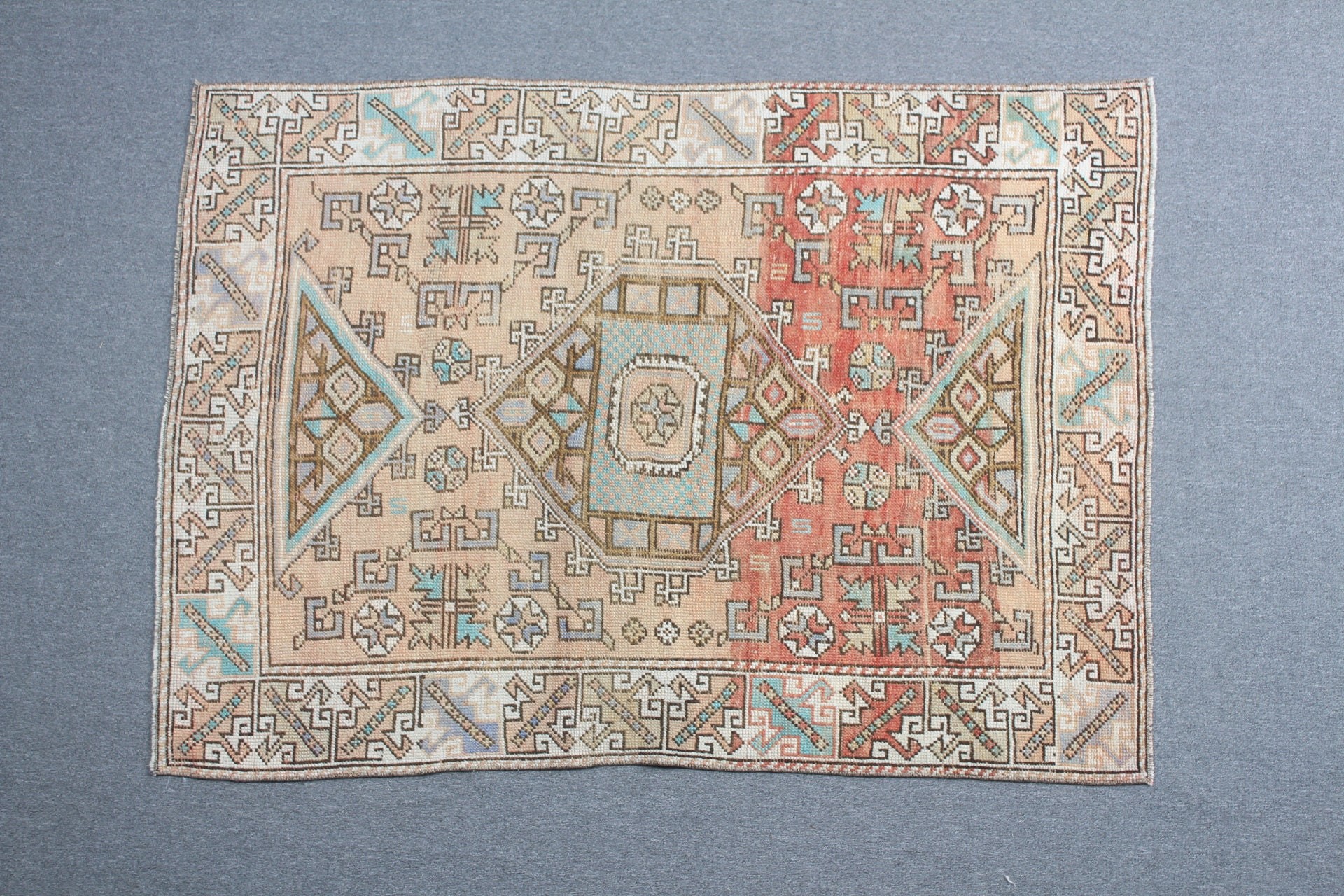 Giriş Halısı, Vintage Halı, Oushak Halıları, Fas Halıları, Yatak Odası Halıları, Mutfak Halıları, 4x5.3 ft Accent Halı, Bej Yatak Odası Halısı, Türk Halıları