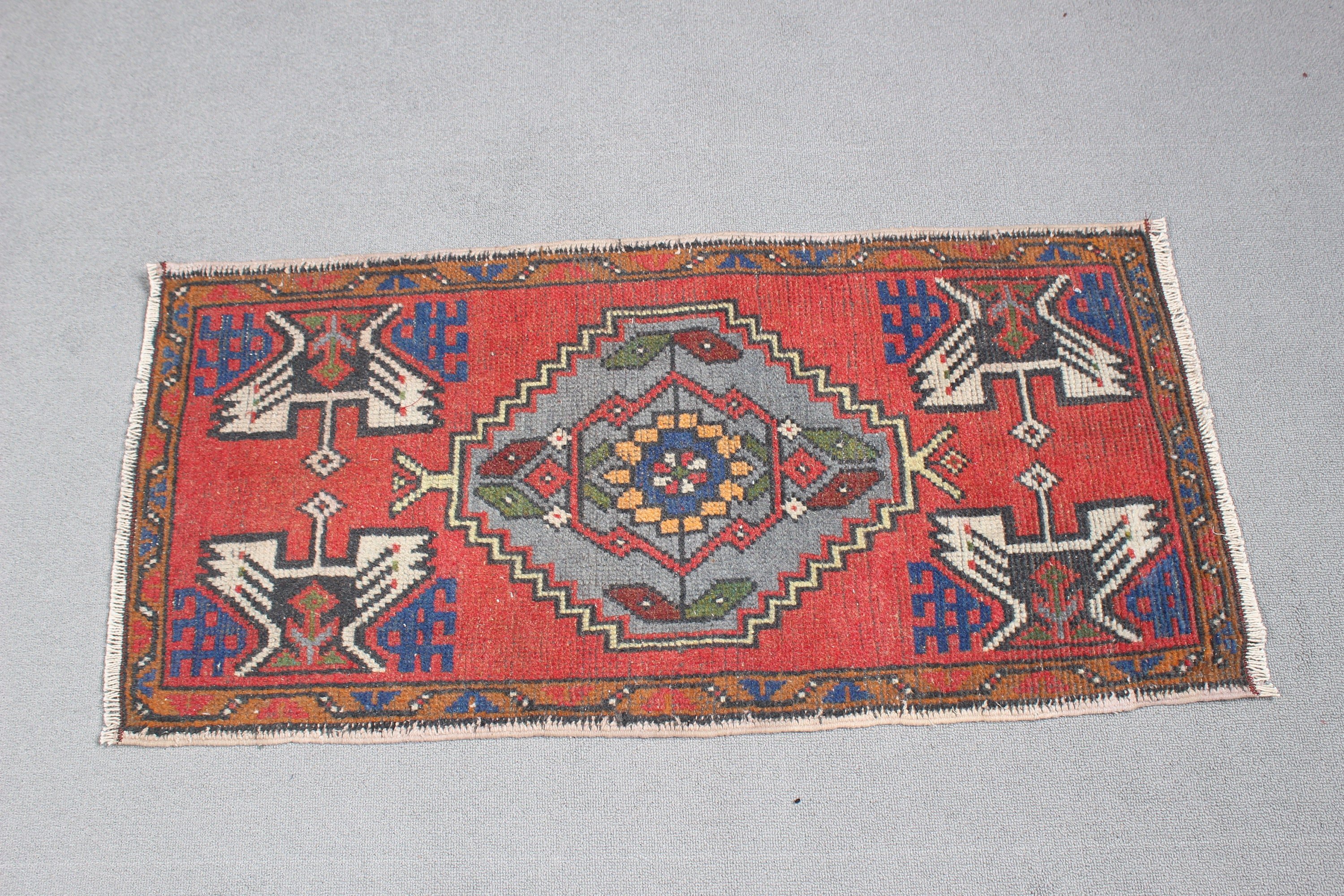 Vintage Rugs, Kitchen Rugs, Small Area Rug, Bedroom Rugs, Red Oushak Rugs, Turkish Rugs, Car Mat Rug, Artistic Rug, 1.6x3.2 ft Small Rugs