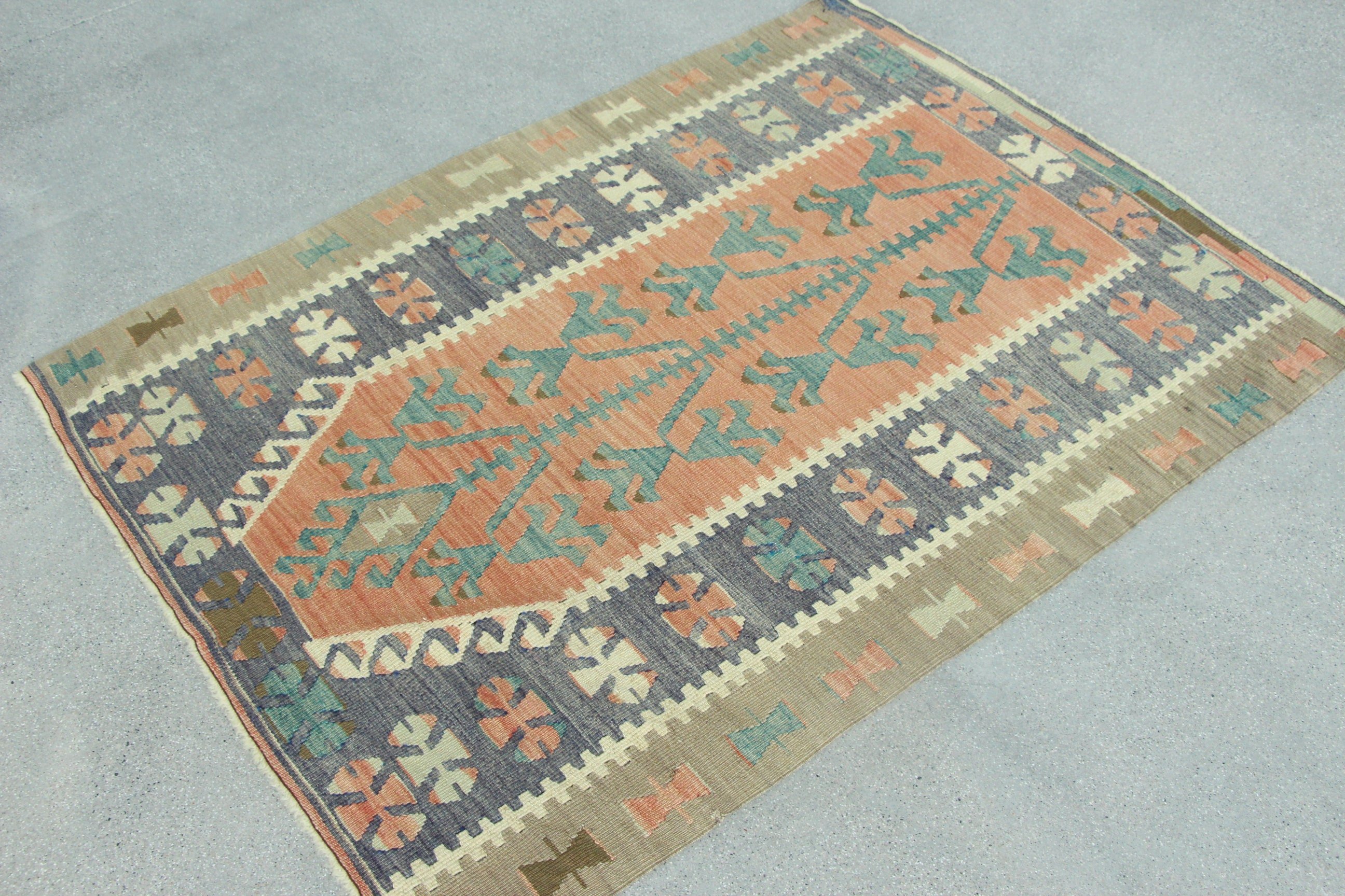 Vintage Rugs, Door Mat Rug, Oushak Rugs, Home Decor Rug, Rugs for Bath, Beige Cool Rugs, Kitchen Rugs, Turkish Rug, 3x3.9 ft Small Rugs