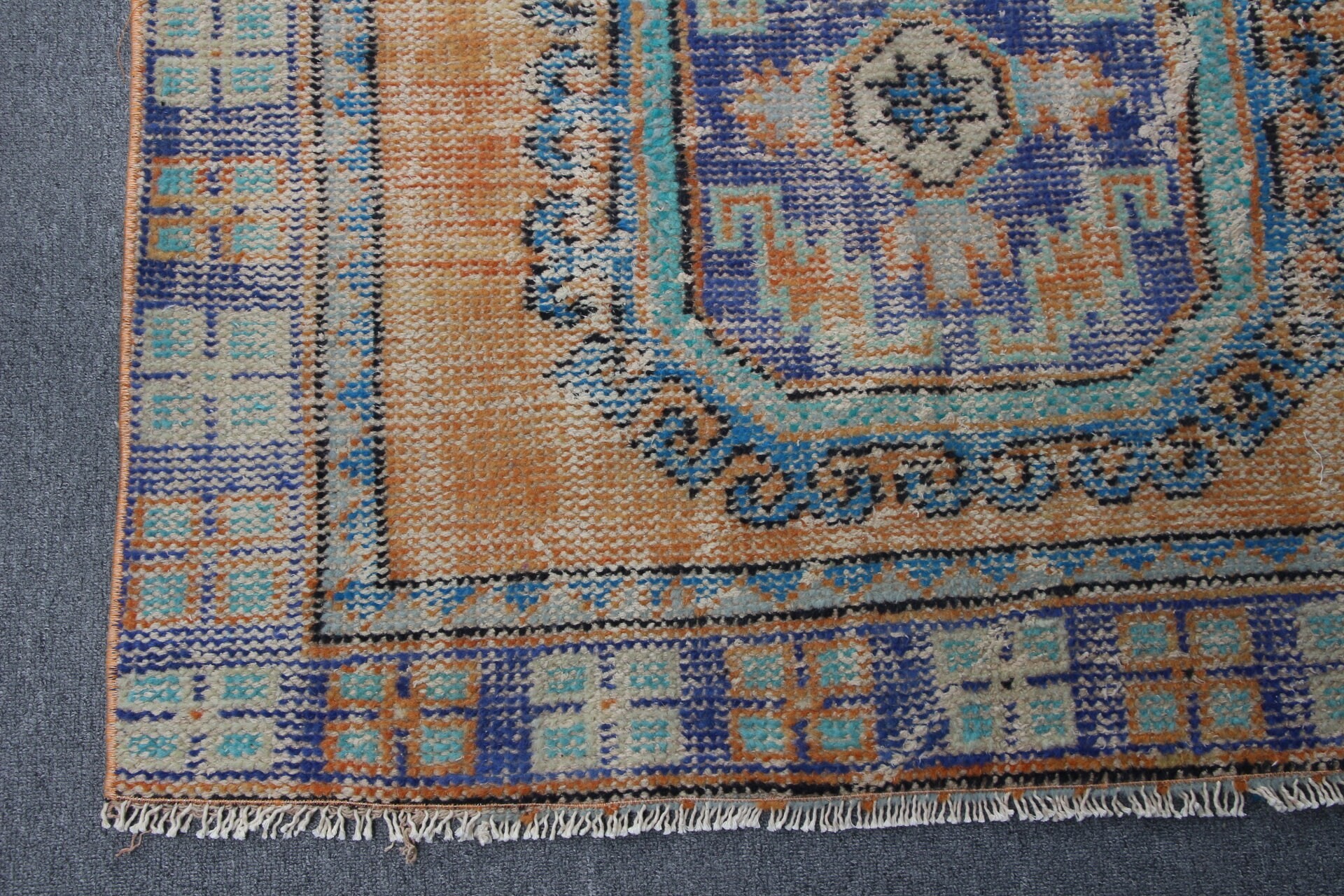 Merdiven Halıları, Koridor Halıları, Turuncu Oushak Halı, Türk Halısı, Vintage Halı, Anadolu Halısı, Sessiz Halı, 3,9x11,4 ft Runner Halısı