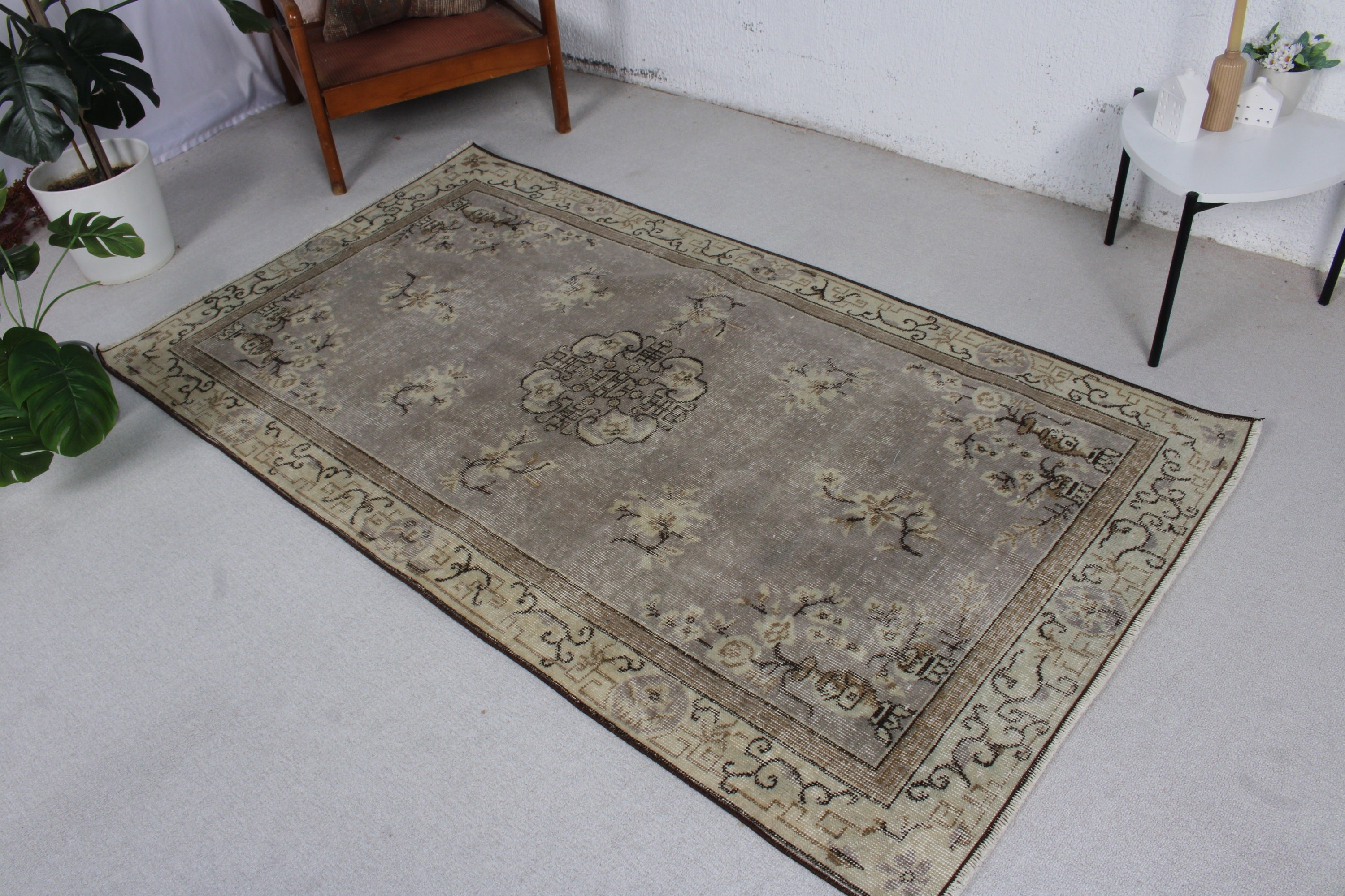 Boho Bölgesi Halıları, Türk Halıları, Lüks Halı, Yer Halısı, Vintage Halı, Yatak Odası Halıları, 3,7x6,6 ft Alan Halısı, Bej Nötr Halı, Fas Halıları