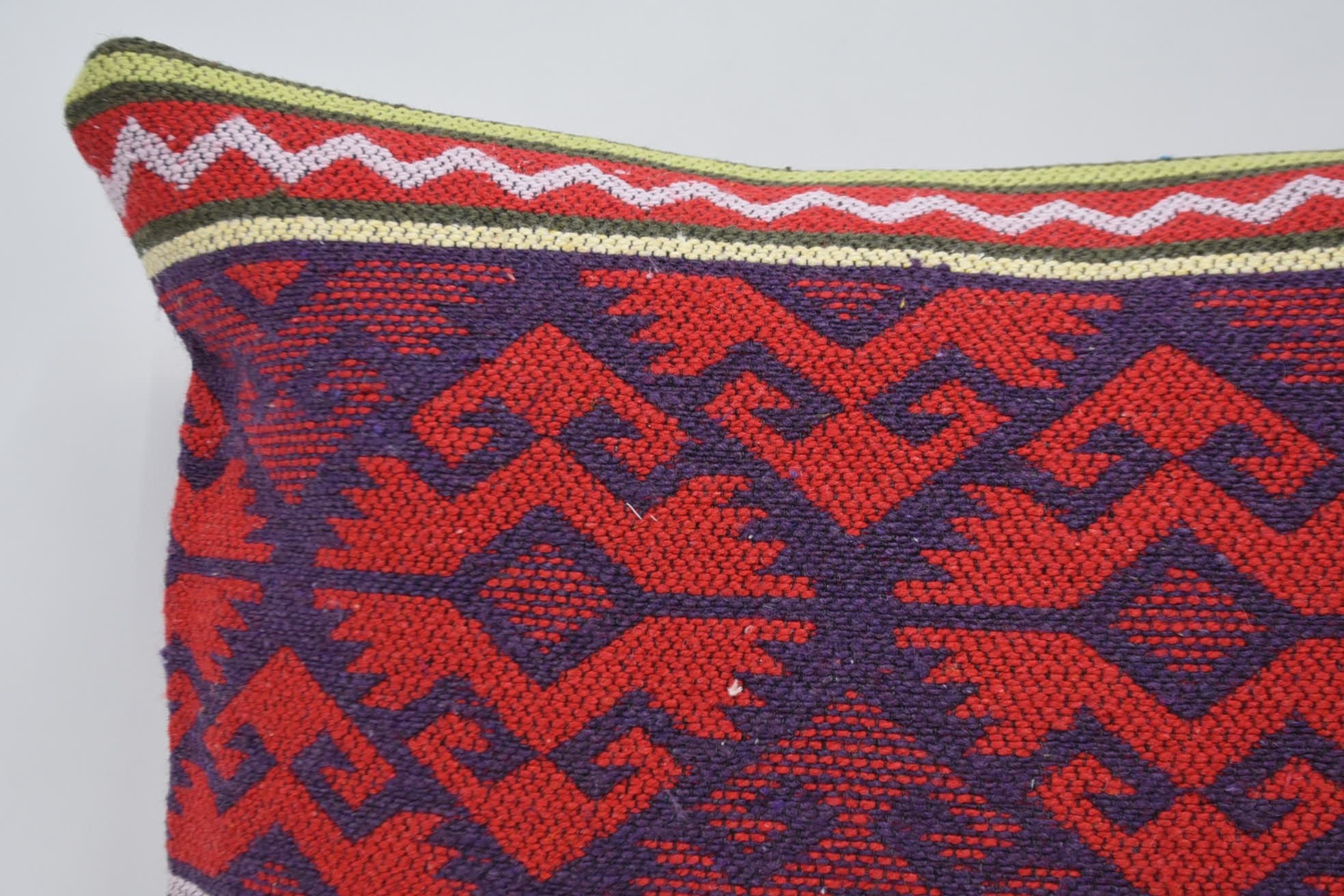 Decorative Throw Pillow, 16"x24" Red Cushion, One Of A Kind Cushion Cover, Antique Pillows, Handmade Kilim Cushion, Turkish Pillow