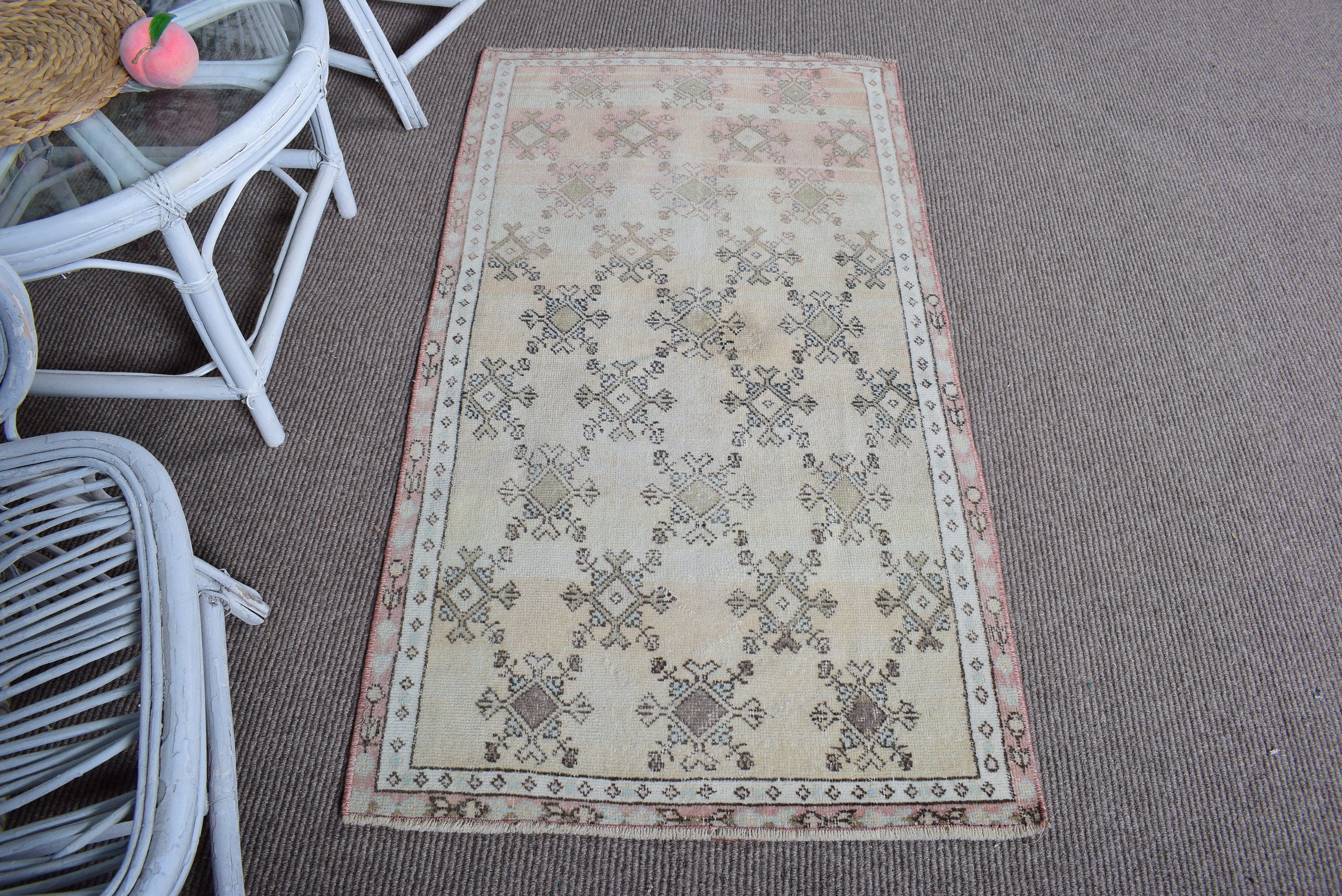 Rugs for Nursery, Vintage Rugs, Beige Moroccan Rugs, Bedroom Rug, Turkish Rug, Boho Rug, 2.5x4.8 ft Small Rug, Entry Rug, Oriental Rugs