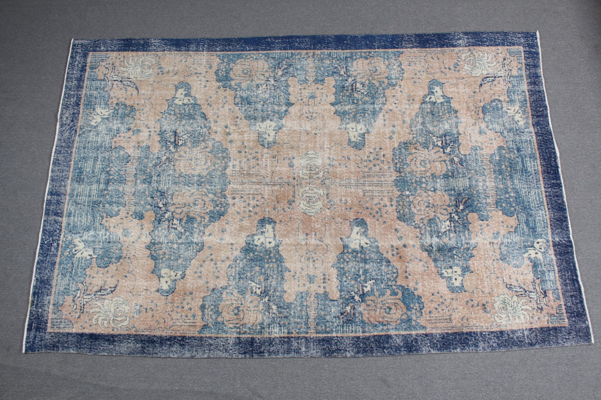 6.9x10.6 ft Oversize Rug, Oushak Rug, Living Room Rug, Vintage Rugs, Turkish Rug, Antique Rugs, Dining Room Rug, Old Rug, Blue Bedroom Rug