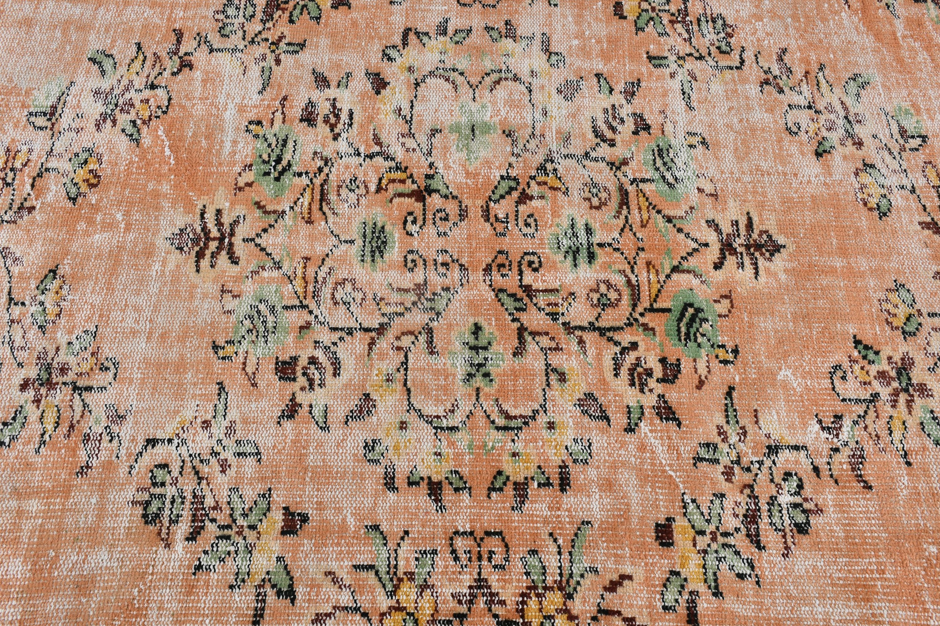 Dining Room Rug, Salon Rugs, Decorative Rug, Wool Rug, Vintage Rug, Cool Rug, Orange  5.8x9.2 ft Large Rugs, Turkish Rug