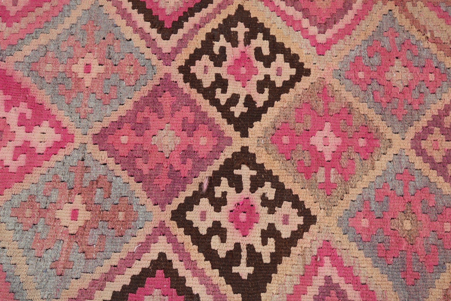 Geometrik Halı, 2.9x9 ft Runner Halı, Vintage Runner Halılar, Mutfak Halıları, Vintage Halılar, Pembe Havalı Halılar, Anadolu Halısı, Türk Halıları