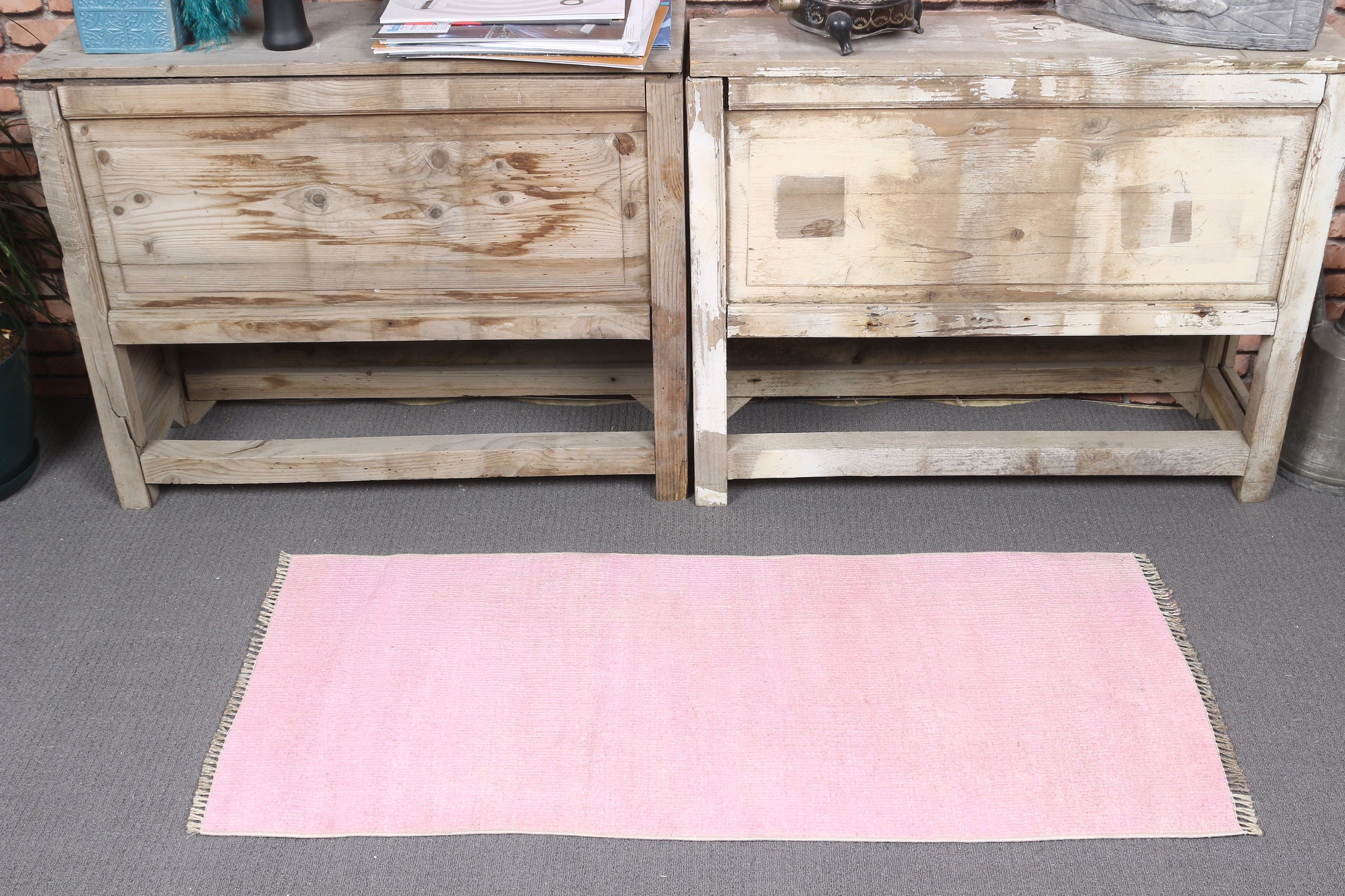 Wool Rug, Turkish Rug, Nursery Rug, 1.6x3.6 ft Small Rugs, Rugs for Kitchen, Vintage Rugs, Bathroom Rugs, Bedroom Rug, Pink Anatolian Rugs