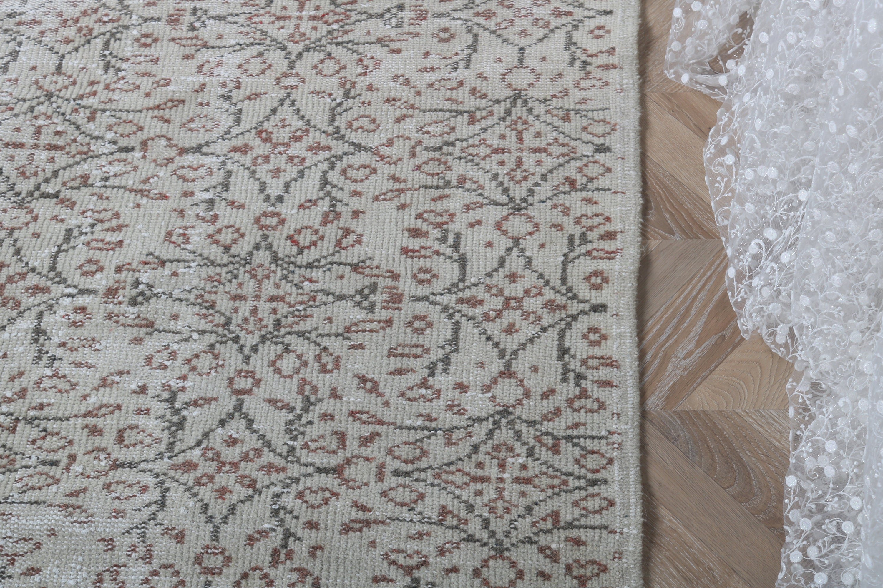 Beige Geometric Rug, Kitchen Rugs, Vintage Rug, 4.3x8.4 ft Area Rug, Handwoven Rug, Turkish Rug, Floor Rug, Bedroom Rug