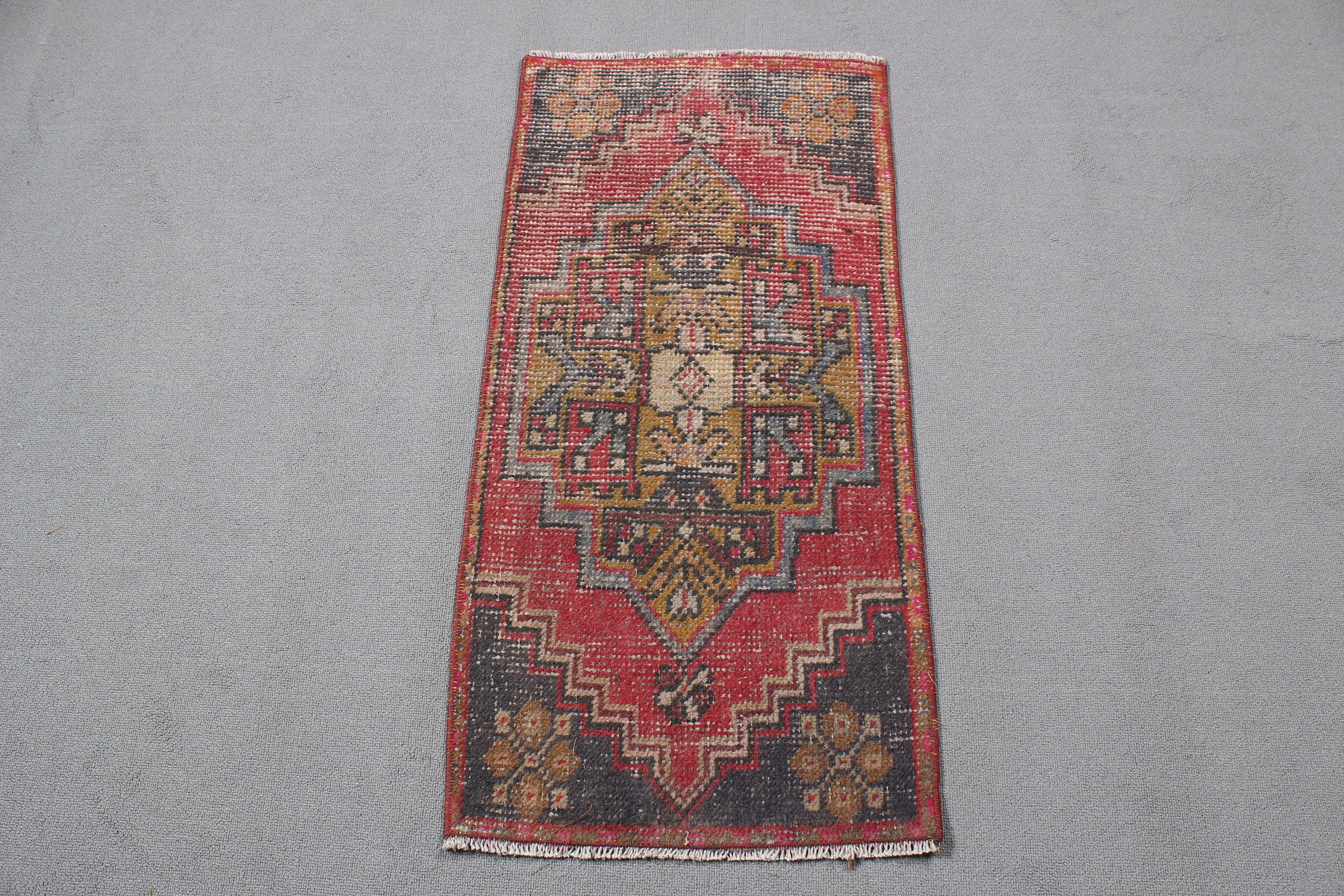 Vintage Rug, Entry Rug, Car Mat Rugs, Rugs for Bedroom, 1.5x3.1 ft Small Rugs, Red Boho Rugs, Home Decor Rugs, Turkish Rugs, Wool Rug