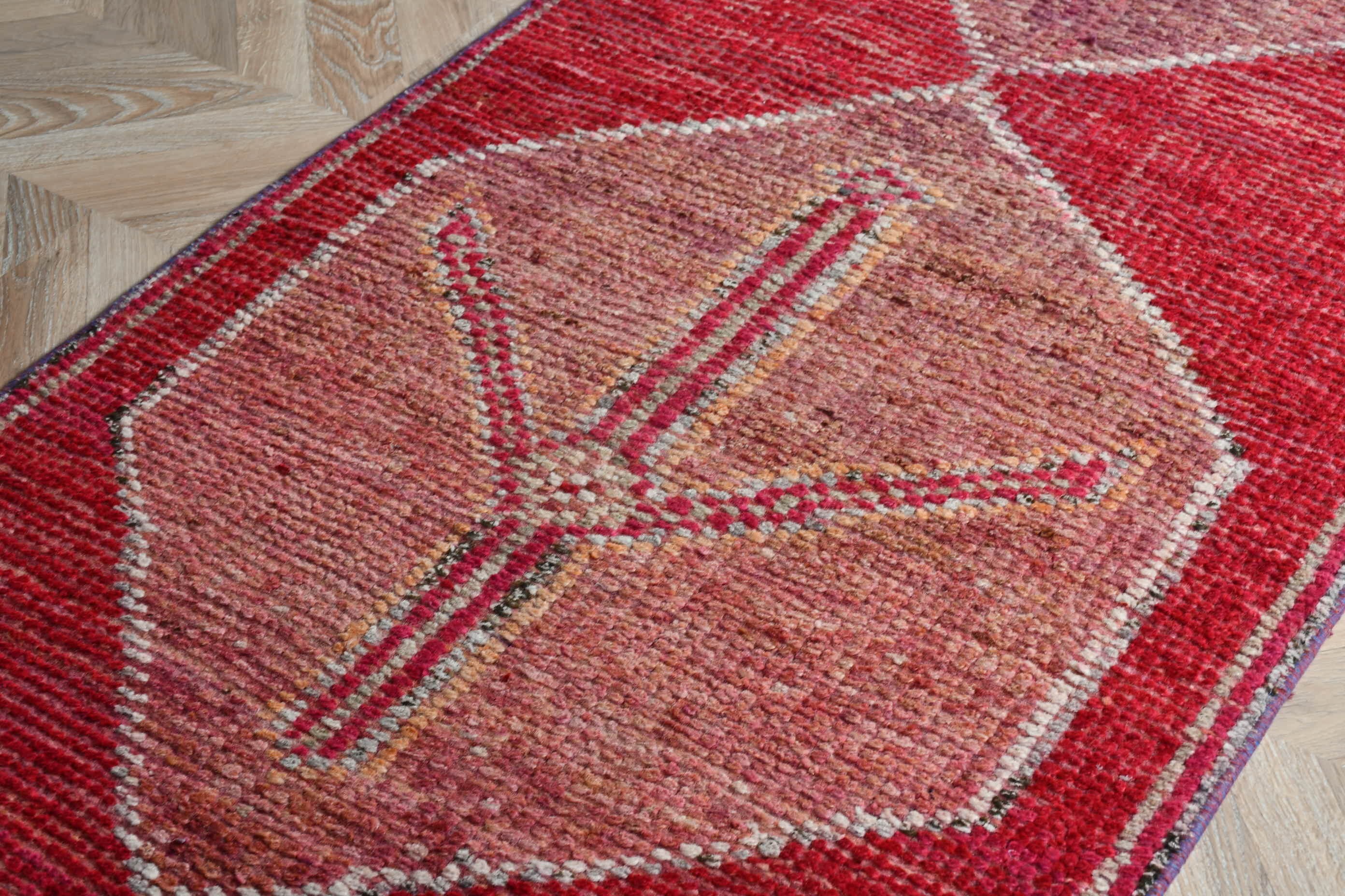 Rugs for Kitchen, Corridor Rugs, Wool Rug, Oriental Rug, Vintage Rugs, 2.6x10 ft Runner Rug, Pink Floor Rugs, Turkish Rug, Stair Rug