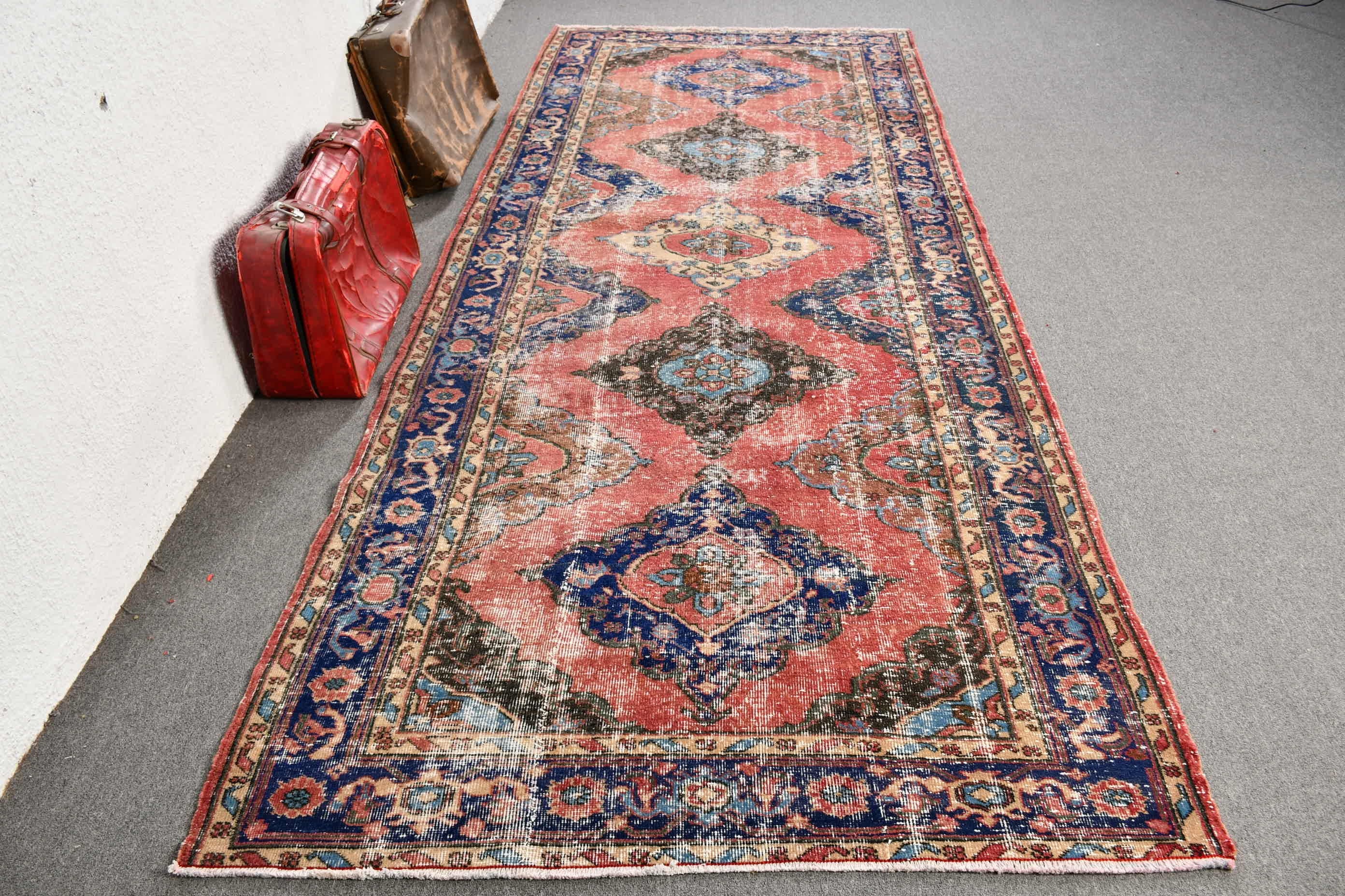 Home Decor Rug, Red Antique Rugs, Vintage Rug, Rugs for Runner, 4.8x12.1 ft Runner Rugs, Kitchen Rugs, Stair Rug, Turkish Rugs, Oushak Rug