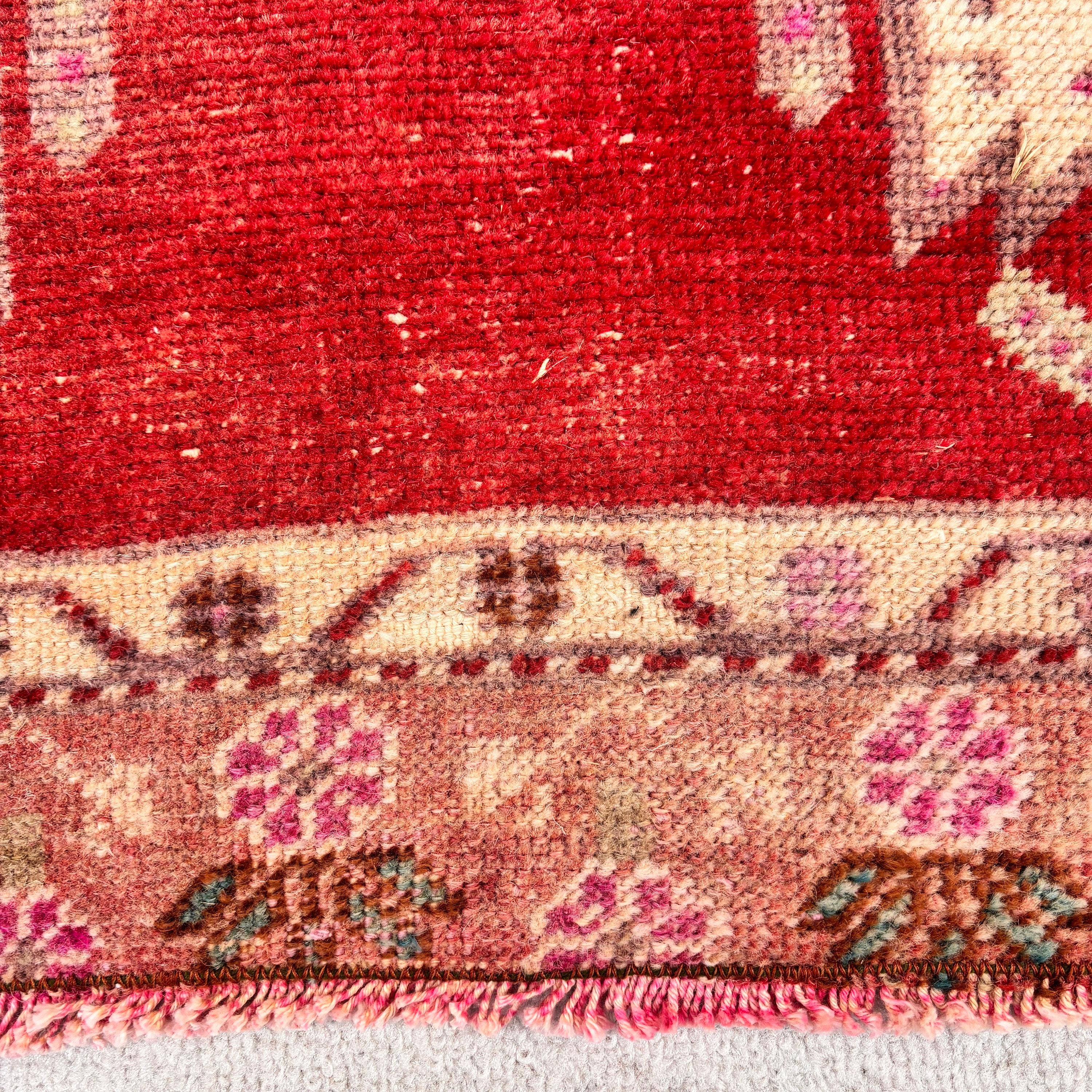 Neutral Rug, Red Bedroom Rug, Wall Hanging Rugs, Small Area Rug, Tribal Rugs, Oushak Rug, Vintage Rugs, 1.7x3.7 ft Small Rug, Turkish Rugs