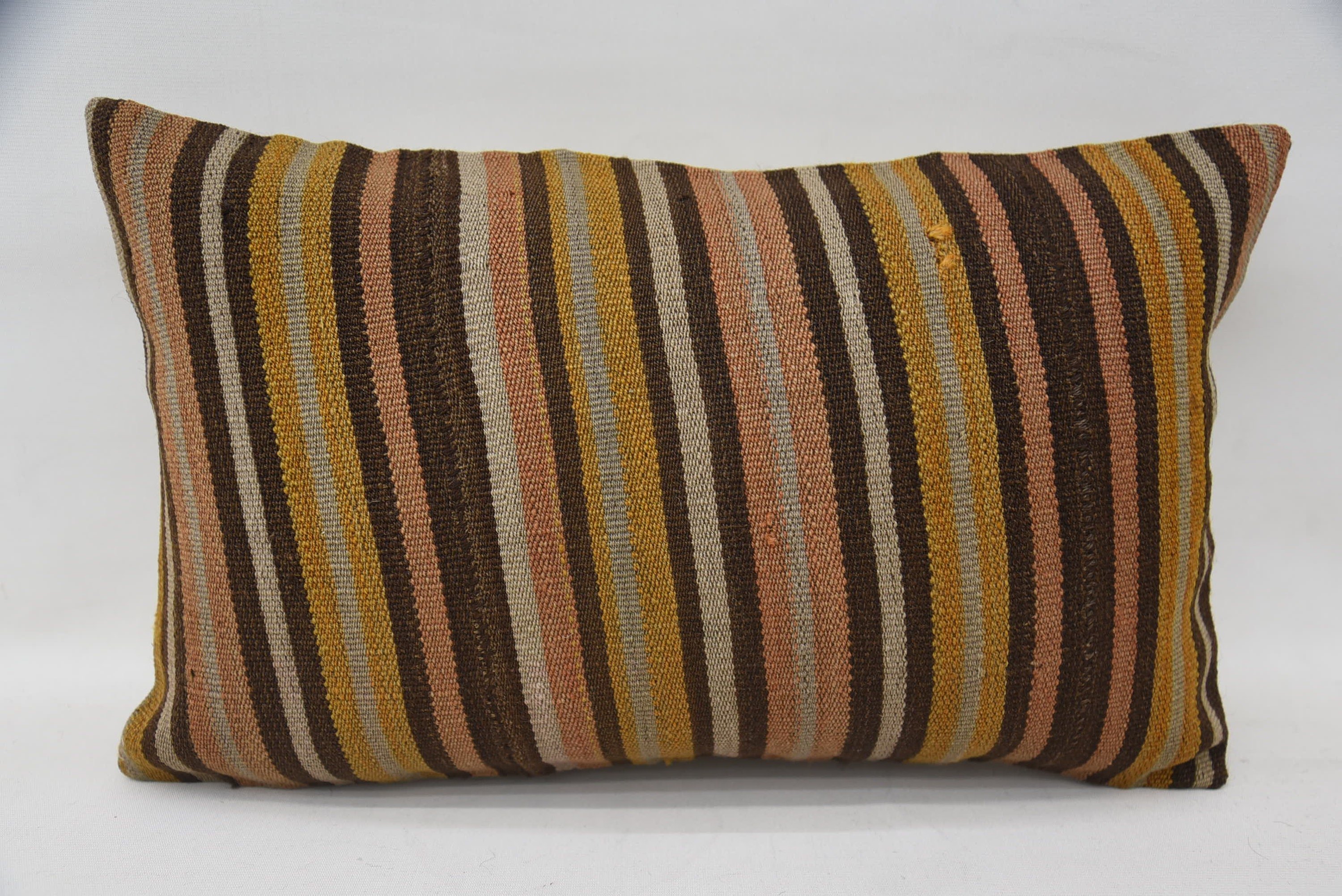 Home Decor Pillow, Kilim Cushion Sham, 12"x20" Brown Cushion, Vintage Kilim Throw Pillow, Customized Cushion, Bed Pillow Sham