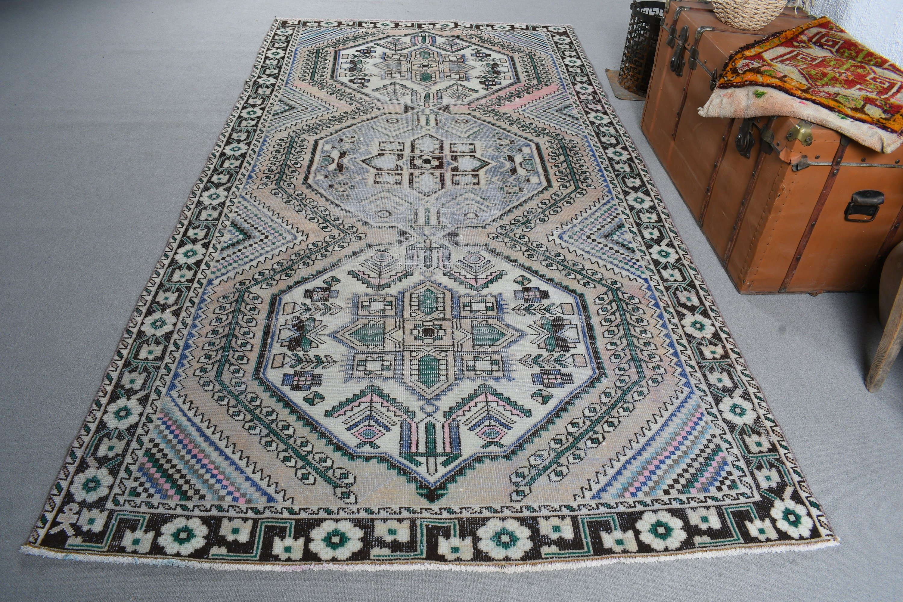 Yatak Odası Halıları, Vintage Halılar, 5.1x9.4 ft Büyük Halı, Fas Halıları, Oushak Halıları, Türk Halıları, Yemek Odası Halısı, Bej Ev Dekor Halıları