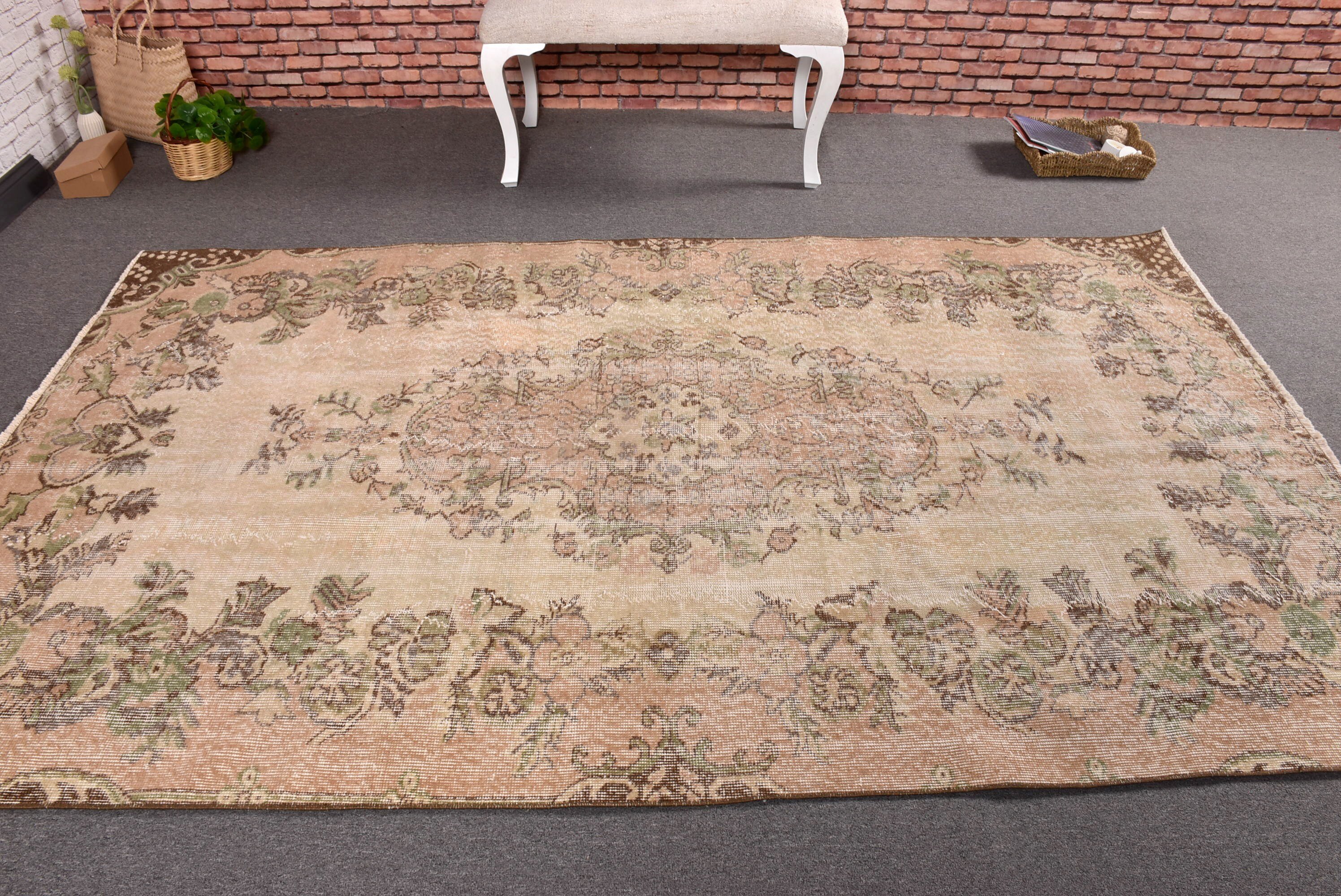 5.1x8.4 ft Büyük Halılar, Düz Dokuma Halı, Bej Oushak Halıları, Fas Halıları, Vintage Halı, Büyük Vintage Halı, Türk Halıları, Büyük Oushak Halıları