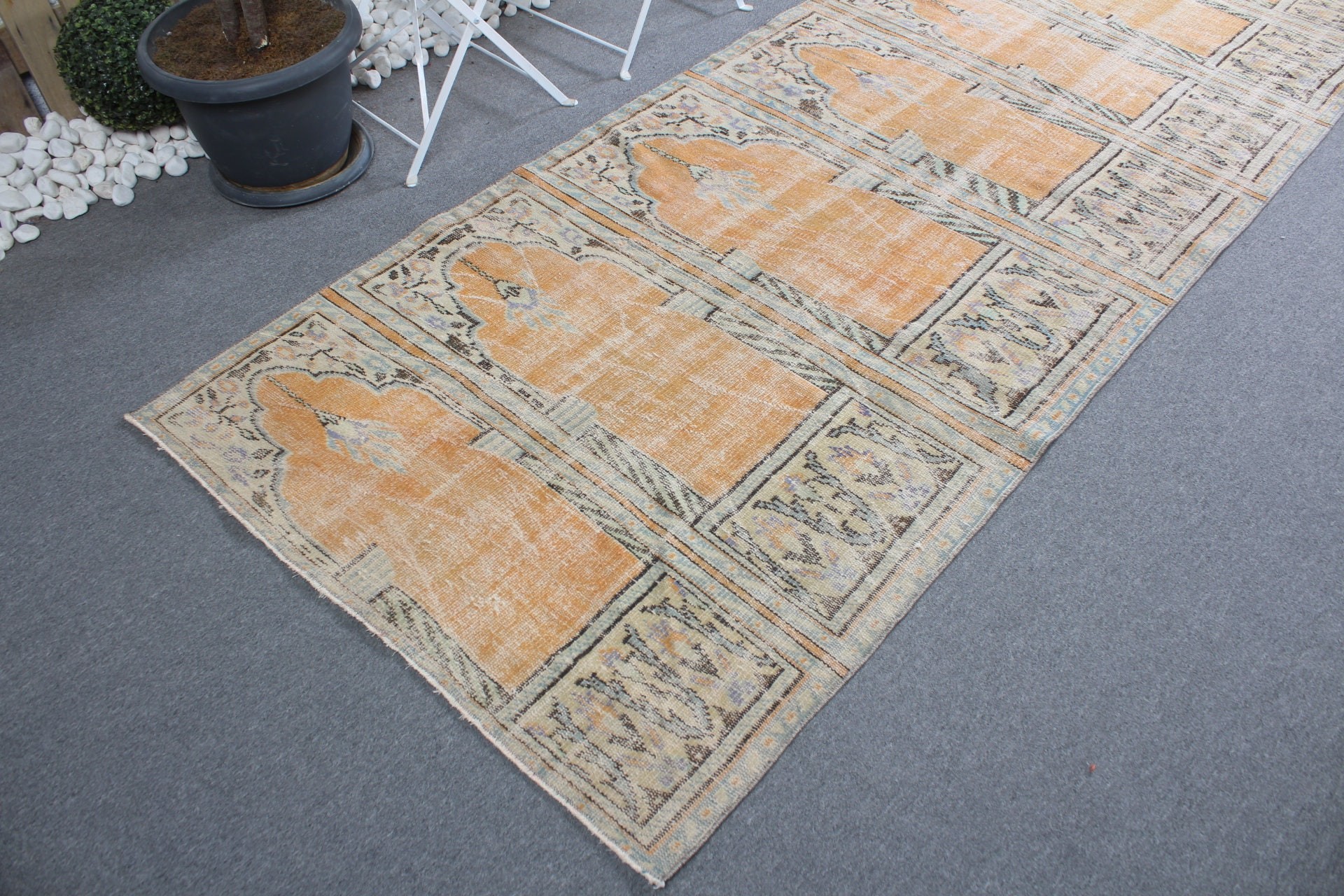 Mutfak Halıları, Turuncu Oryantal Halı, Türk Halısı, Merdiven Halısı, 3,9x9,9 ft Runner Halısı, Ev Dekor Halısı, Eski Halılar, Yer Halısı, Vintage Halı