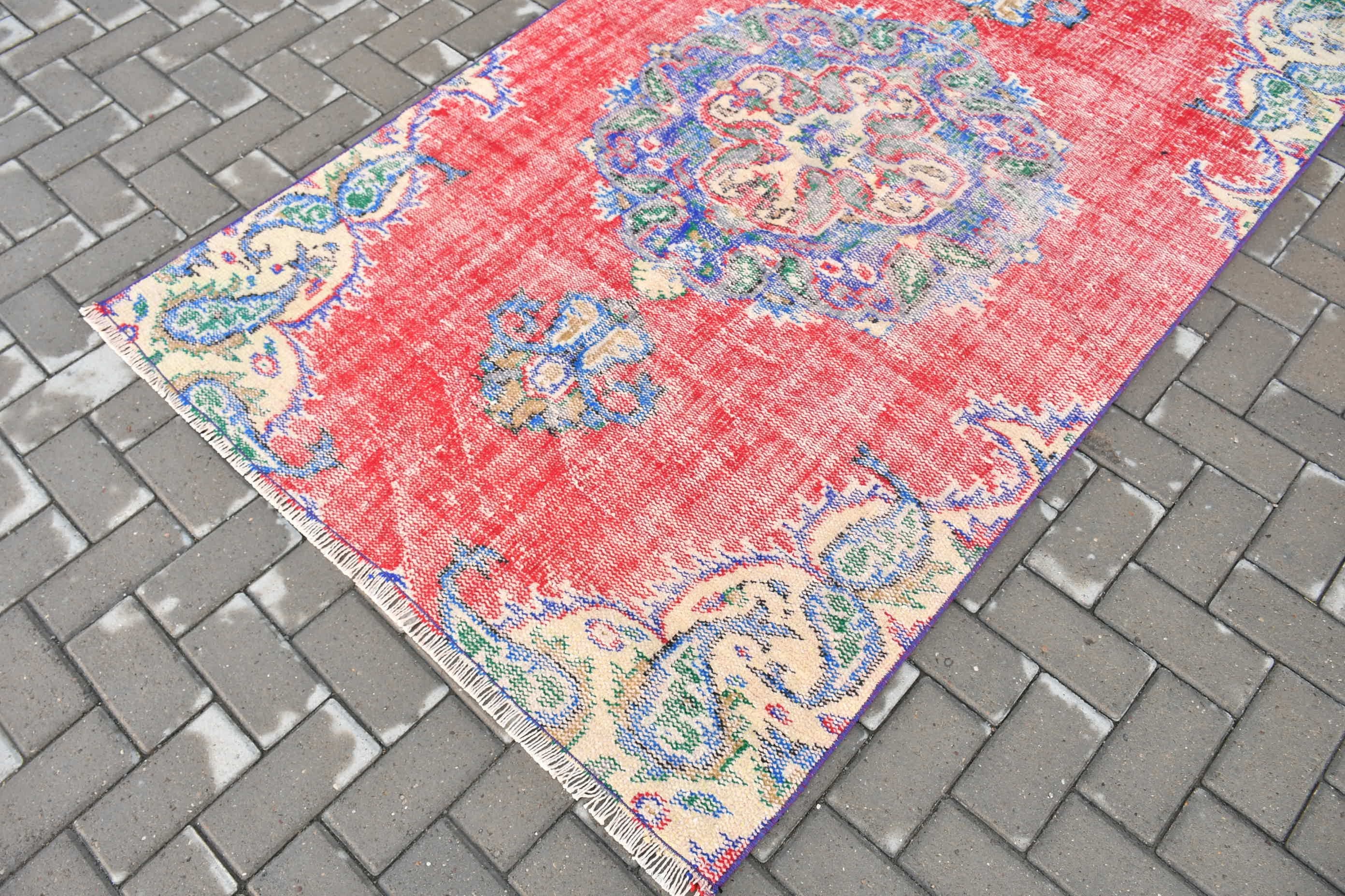 Indoor Rug, Floor Rug, 4.1x7.1 ft Area Rugs, Red Antique Rugs, Rugs for Indoor, Turkish Rug, Home Decor Rug, Vintage Rug, Nursery Rug