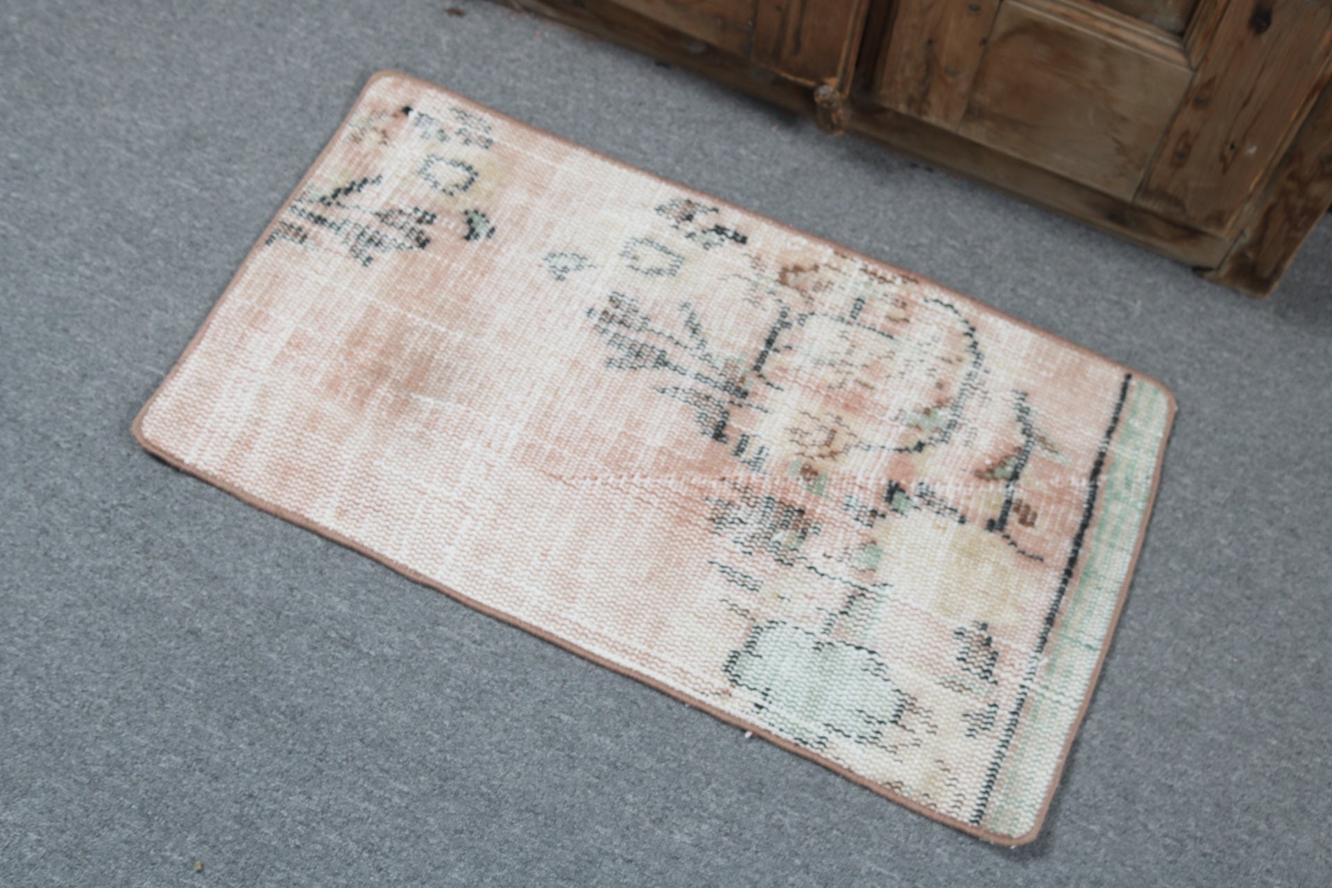 Vintage Rugs, Pink Modern Rugs, Turkish Rug, Small Vintage Rugs, Boho Rugs, Bathroom Rug, Flatweave Rug, 1.5x2.7 ft Small Rug